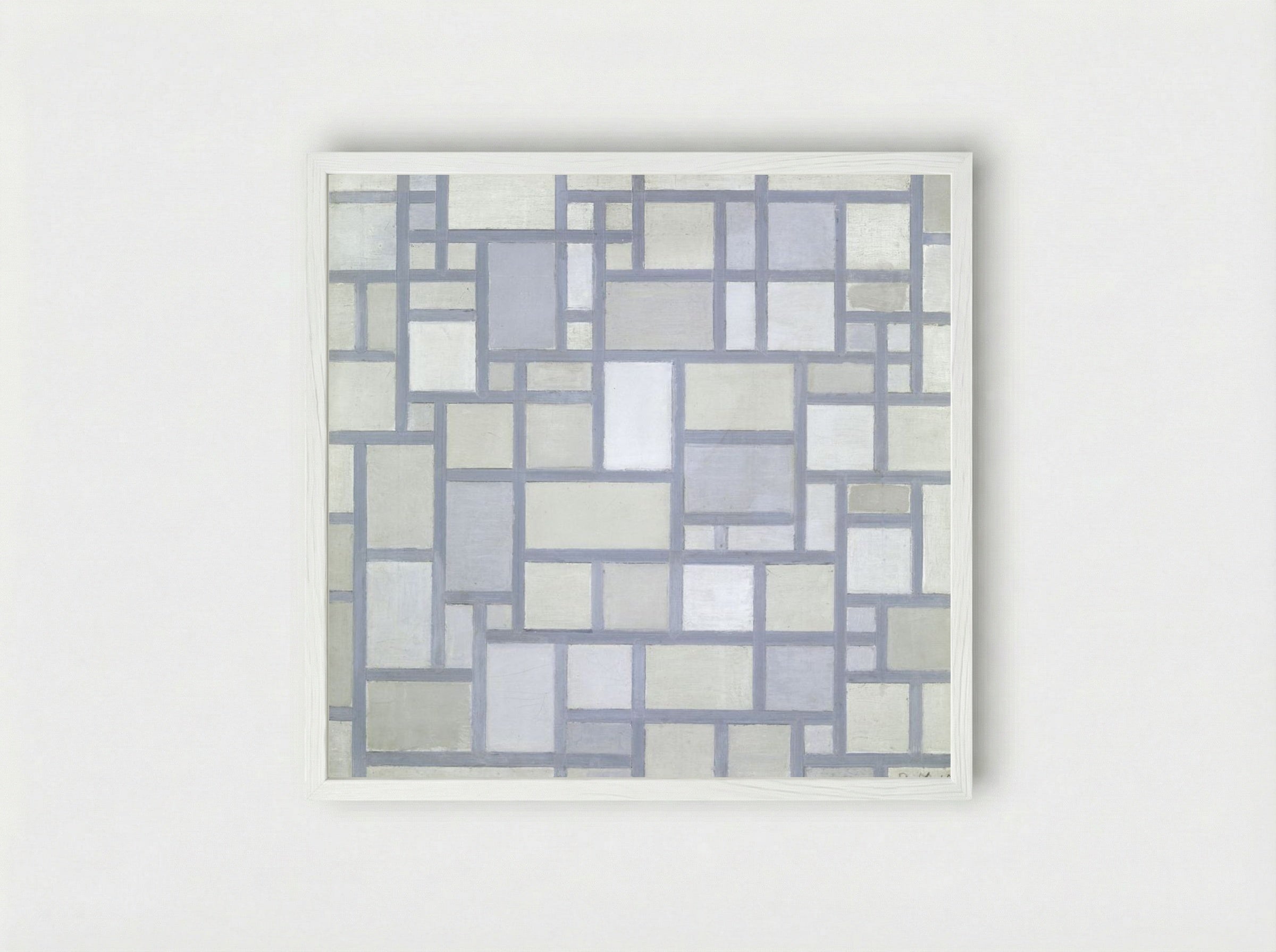 Composition with Gray Lines - Piet Mondrian - Framed Print White