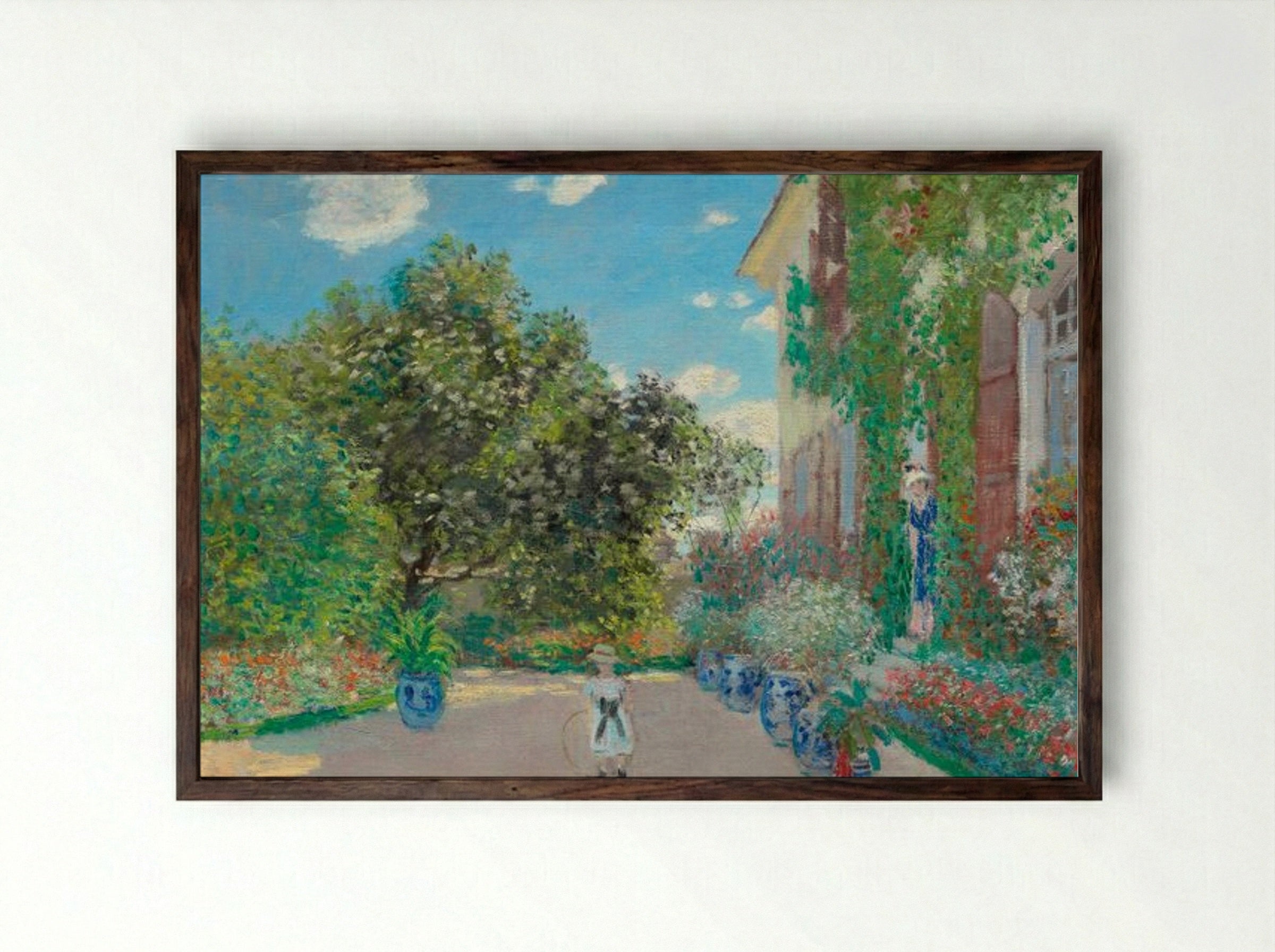 The Artist's House at Argenteuil - Claude Monet - Framed Print Dark Wood