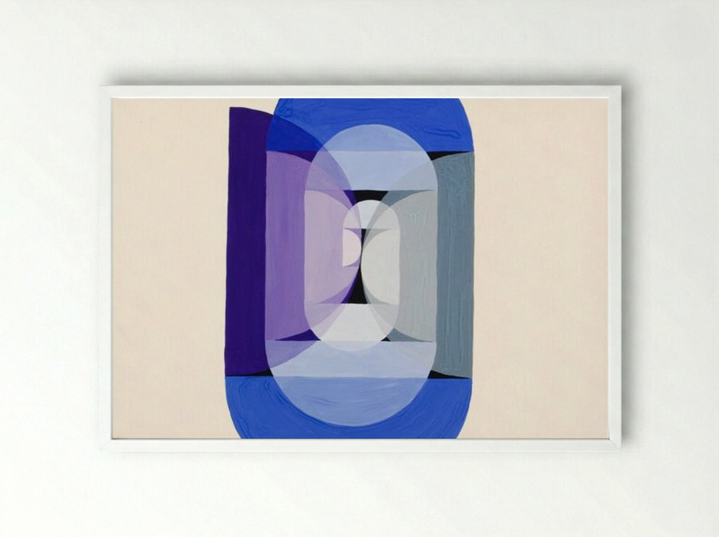 Blue, Gray, Violet Wheel - Joseph Schillinger - Framed Print White