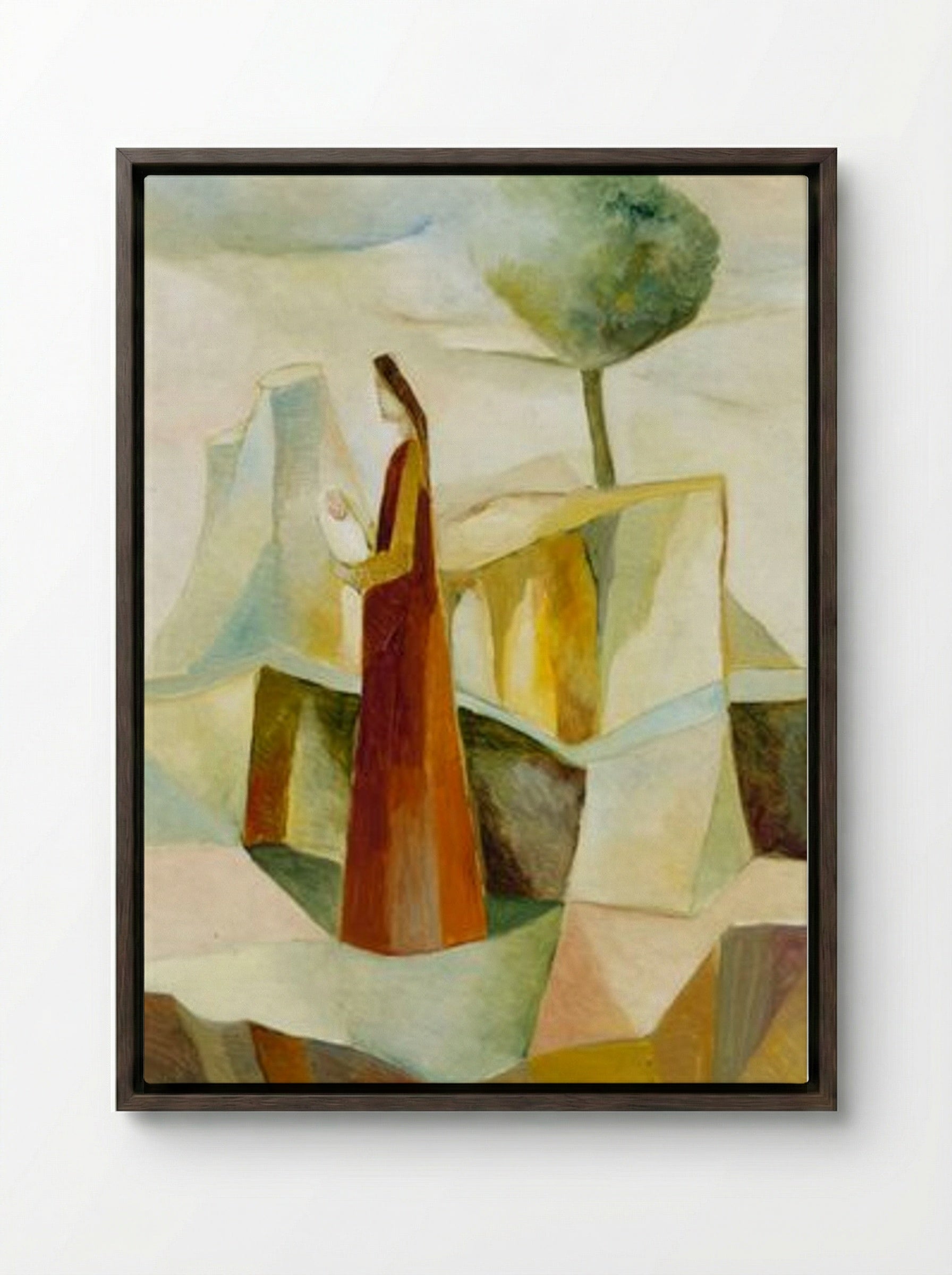 Mary and the Infant Jesus - Ole Kandelin - Framed Canvas Dark Wood