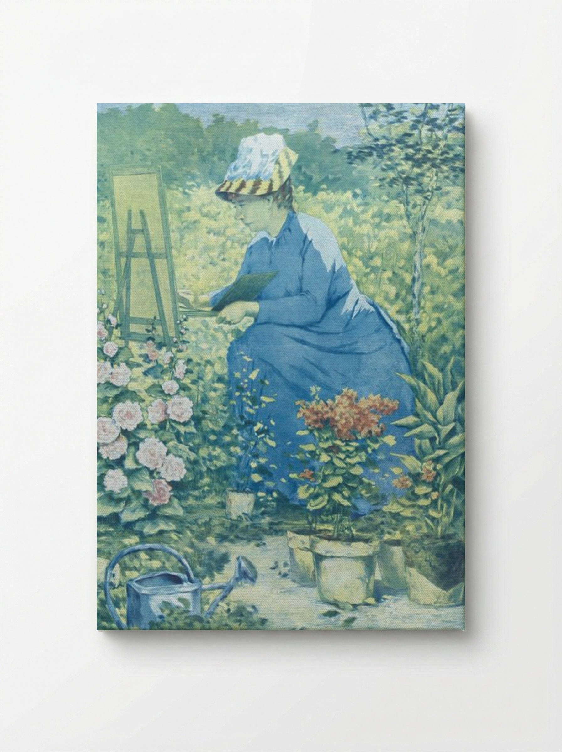 Jeanne Gonzales Painting in the Garden - Henri-Charles Guérard - Canvas