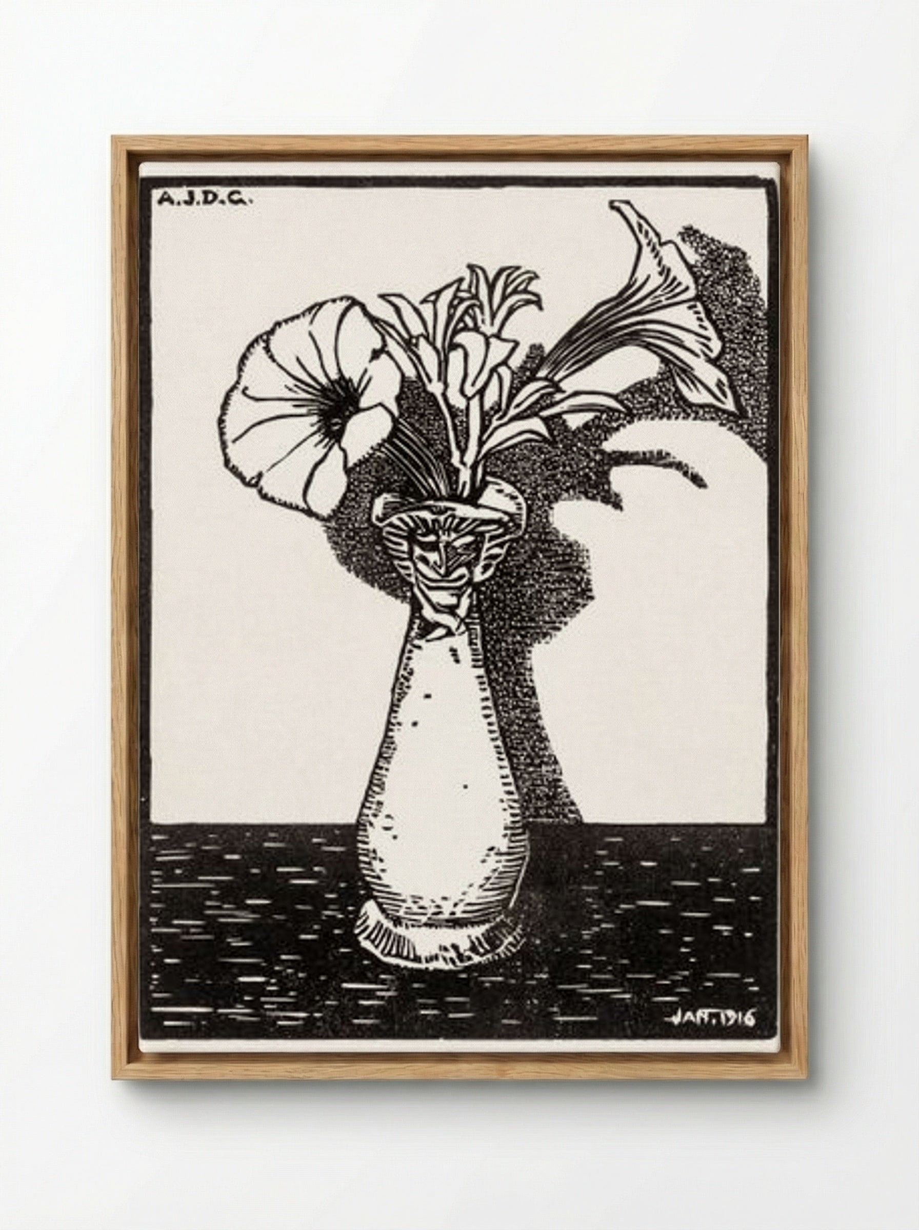 Vase with Flowers - Julie de Graag - Framed Canvas Wood