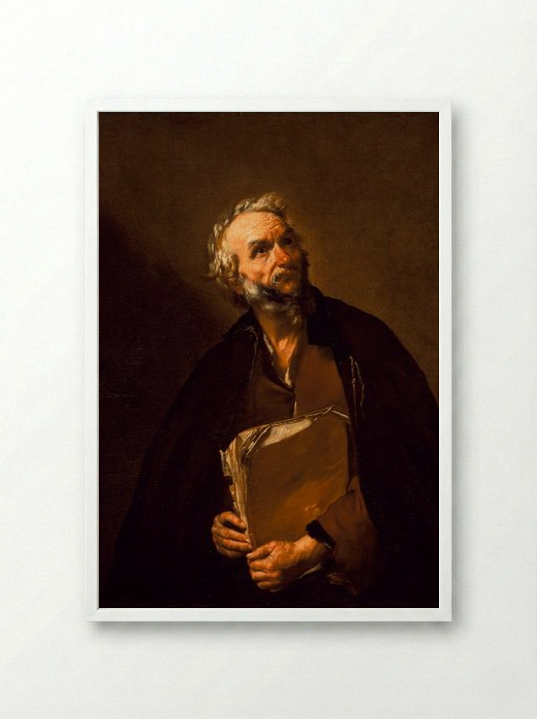 A Philosopher - Jusepe de Ribera - Framed Print White