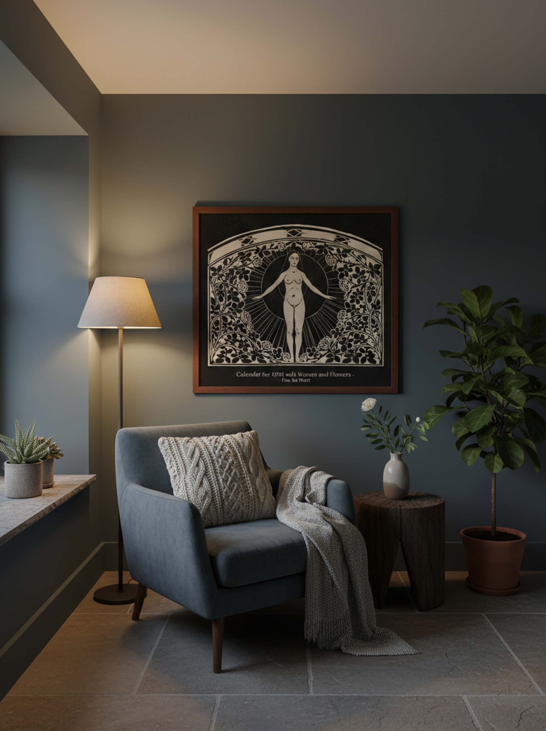 Calendar for 1901 with Women and Flowers - Fine Art Print - Lifestyle