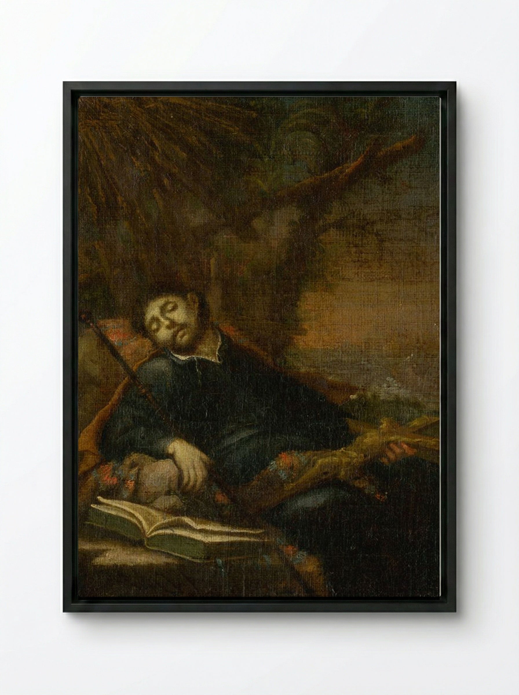 The Death of Saint Francis - Fine Art Print - Framed Canvas Black