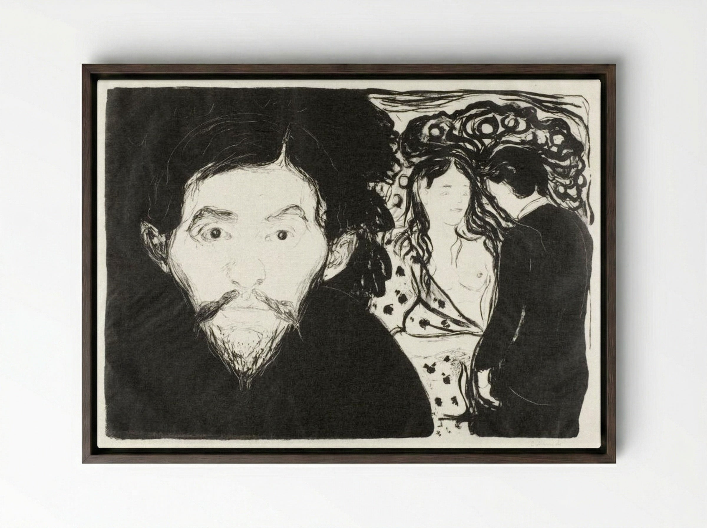 Jealousy I - Edvard Munch - Framed Canvas Dark Wood