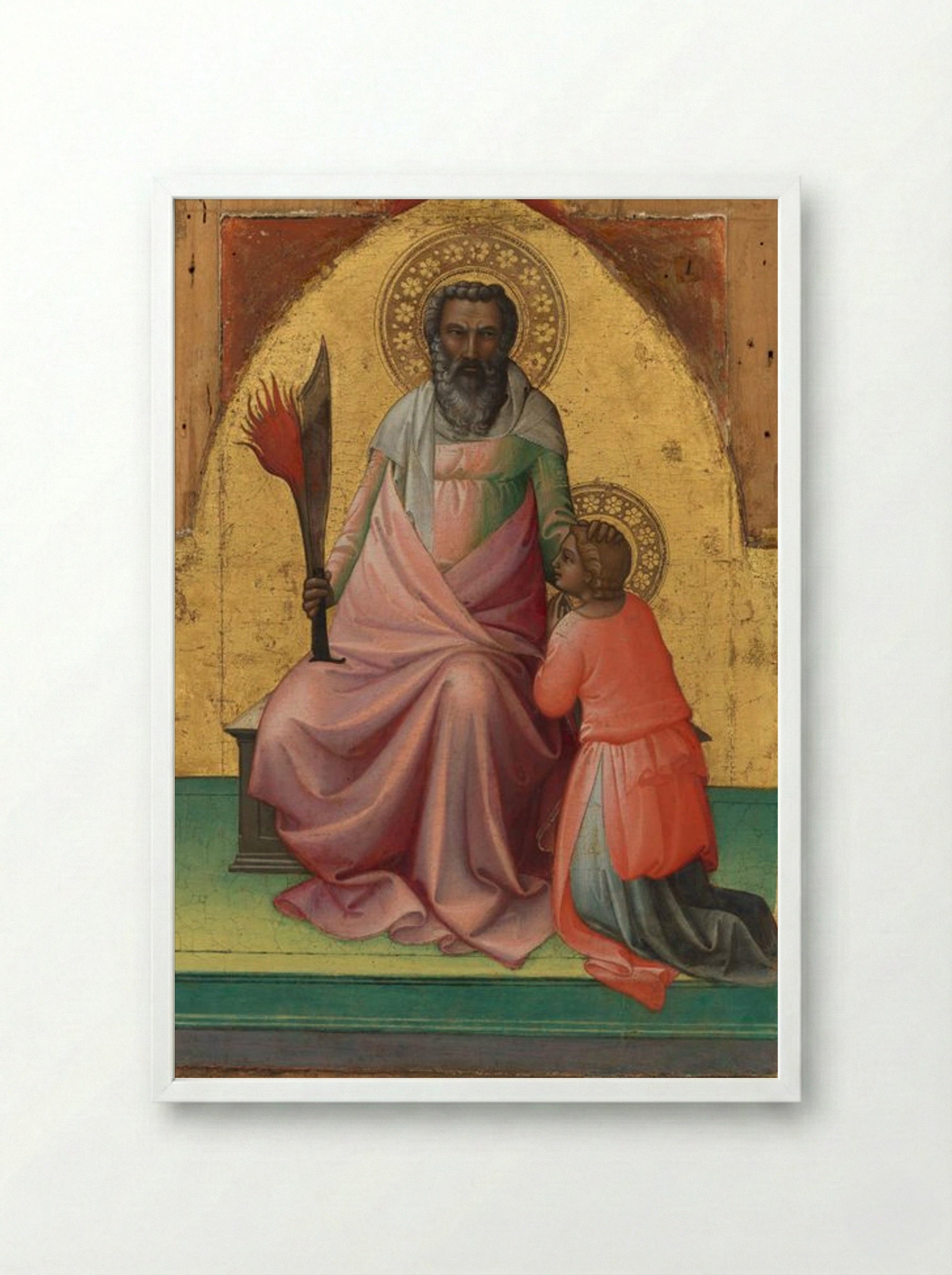 Abraham Sacrificing Isaac - Lorenzo Monaco - Framed Print White