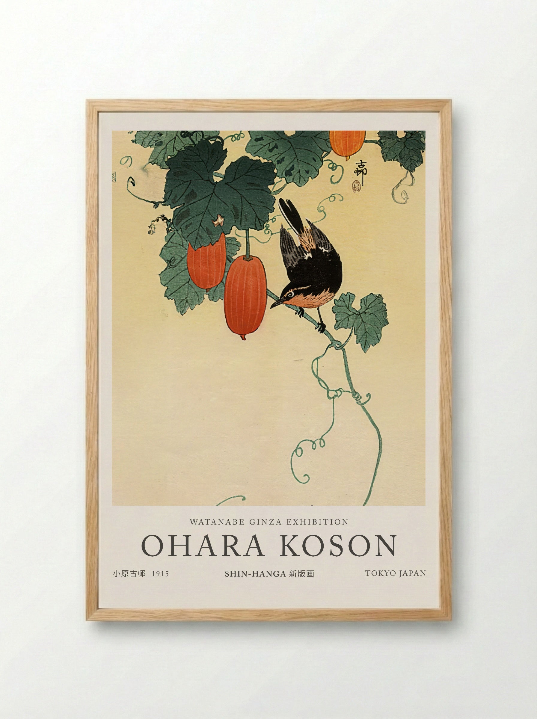 A Flycatcher On Cucumber Bush - Ohara Koson