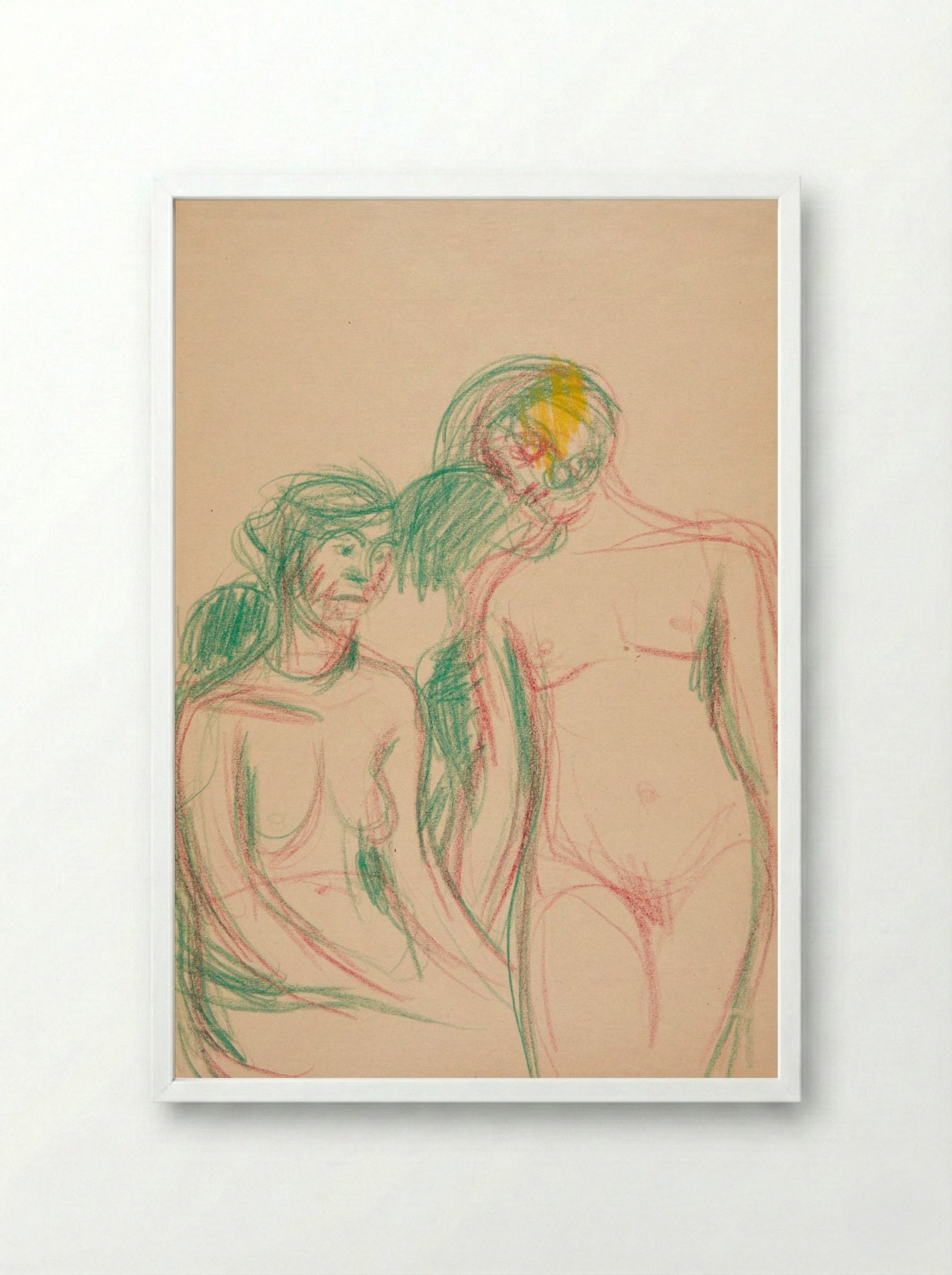 A Seated and a Standing Female Model - Harald Giersing - Framed Print White