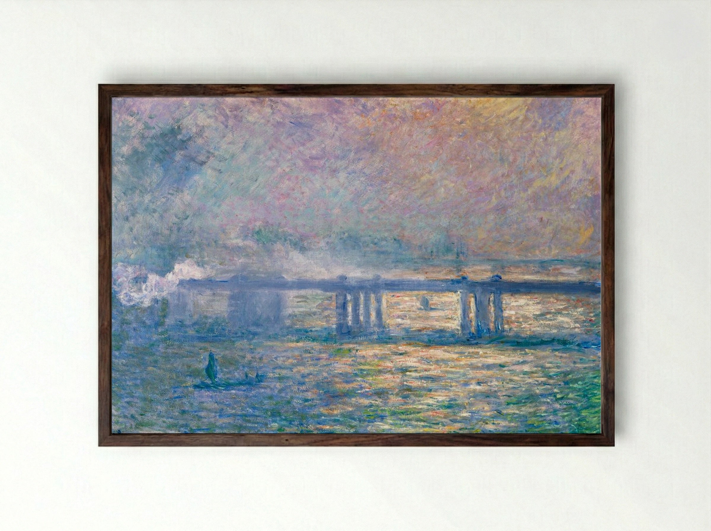 Charing Cross Bridge - Claude Monet - Framed Print Dark Wood