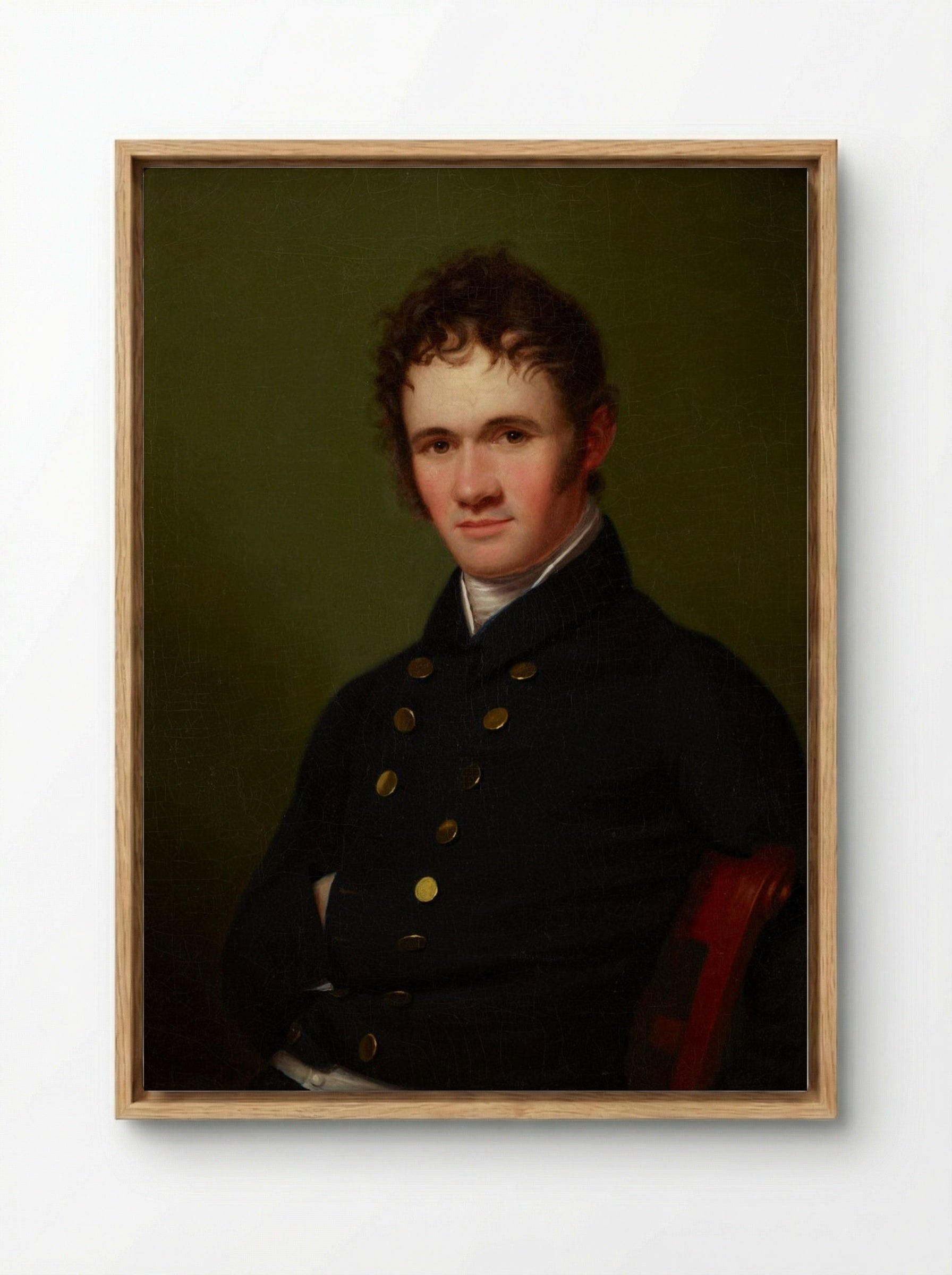 Portrait of a Man, Waist-Length, Seated - Fine Art Print - Framed Canvas Wood