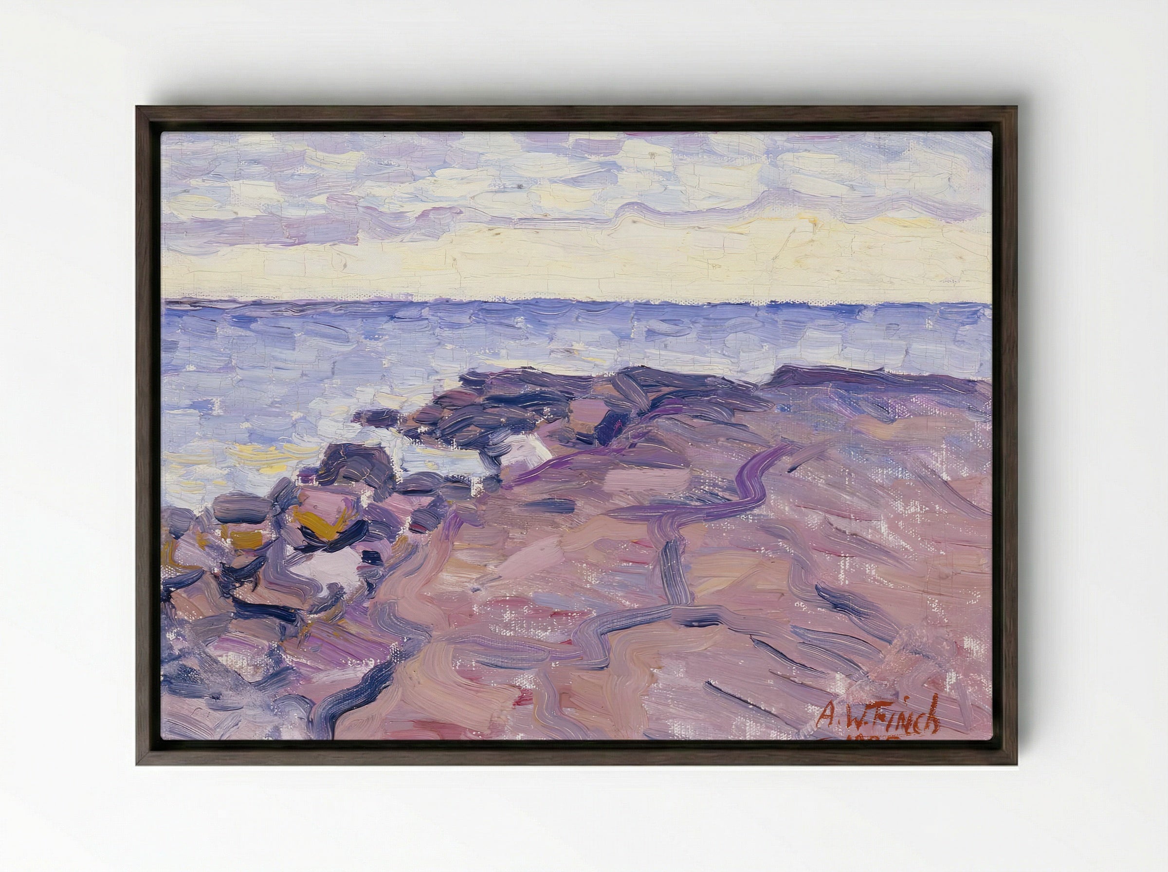 Rantakallioita (Coastal Rocks) - Alfred William Finch - Framed Canvas Dark Wood