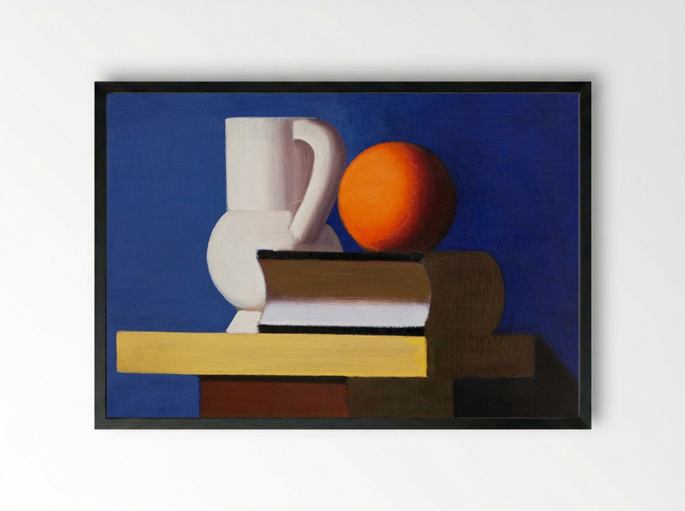 Arrangement with White Jug, Orange and Book - Vilhelm Lundstrøm - Framed Print Black