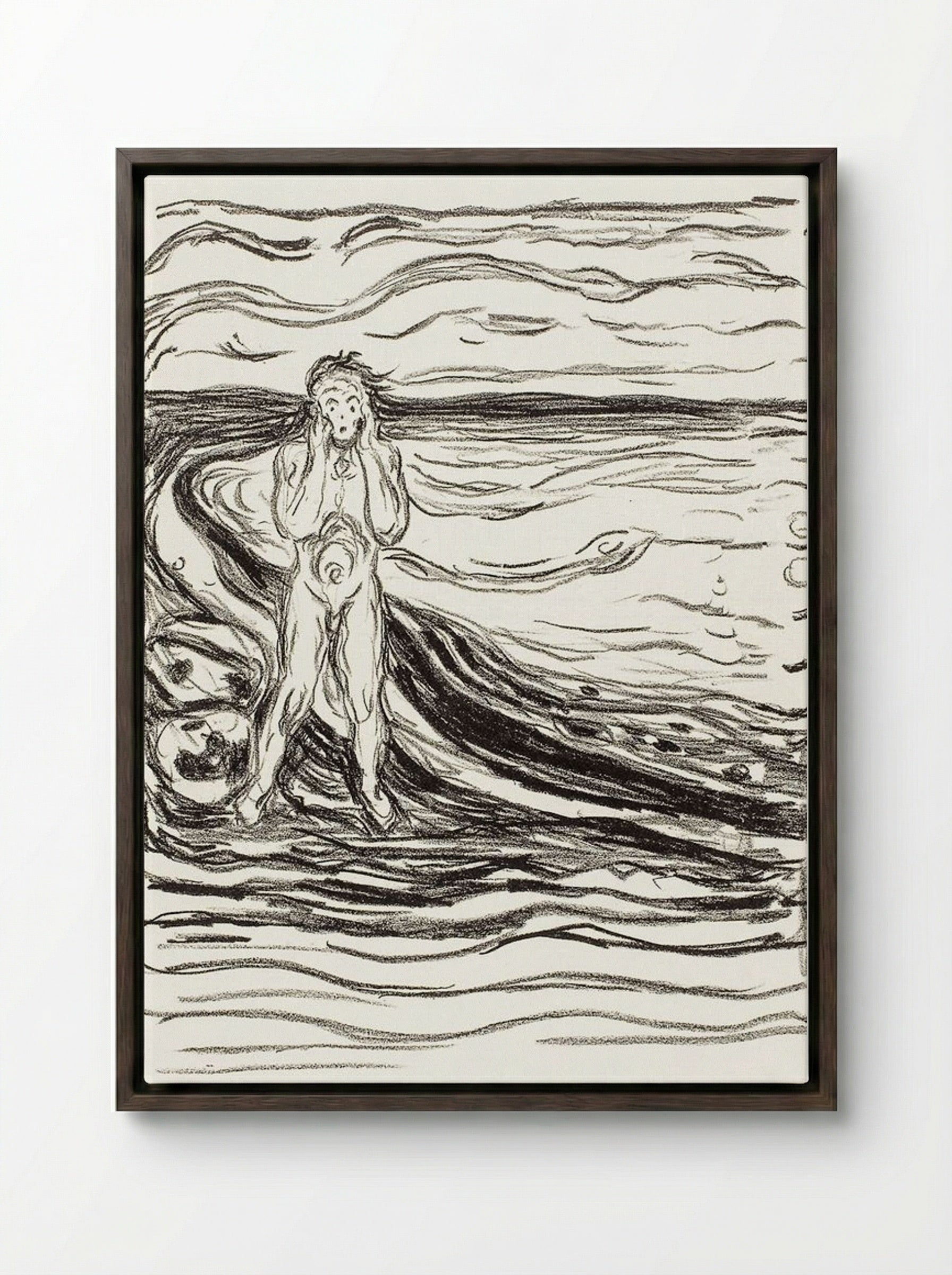 Despair - Edvard Munch - Framed Canvas Dark Wood