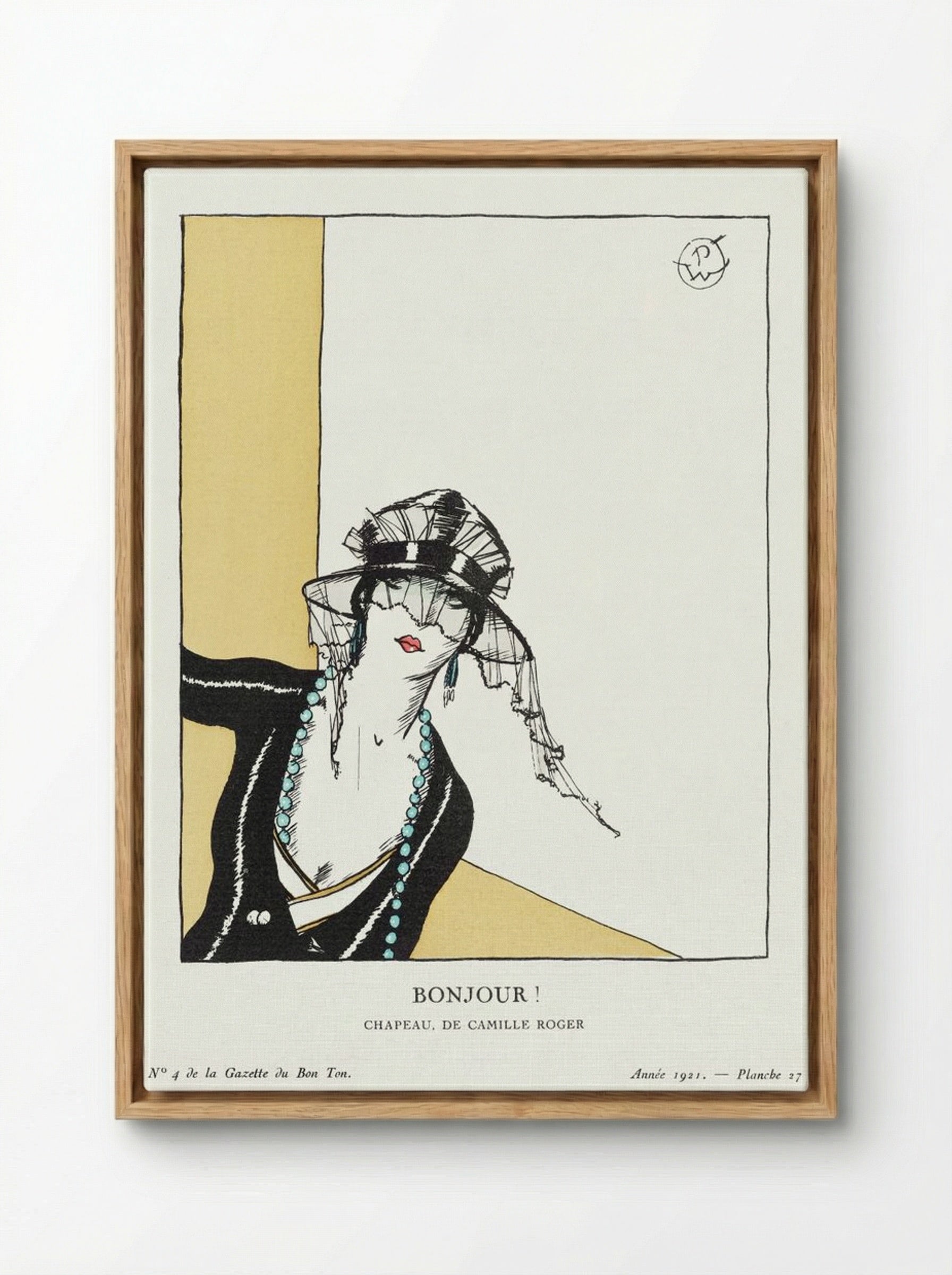 Bonjour! Chapeau de Camille Roger - Porter Woodruff - Framed Canvas Wood