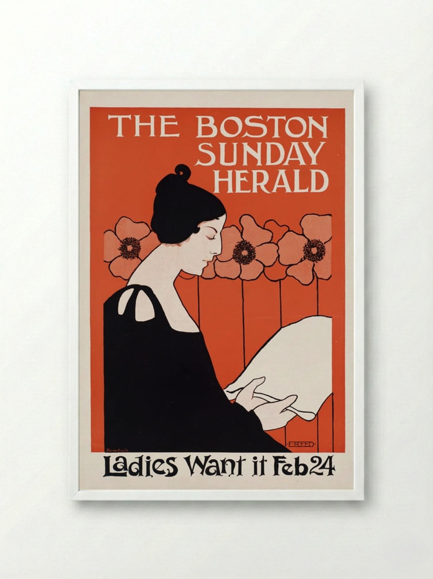 The Boston Sunday Herald, Ladies Want It Feb 24 - Ethel Reed - Framed Print White