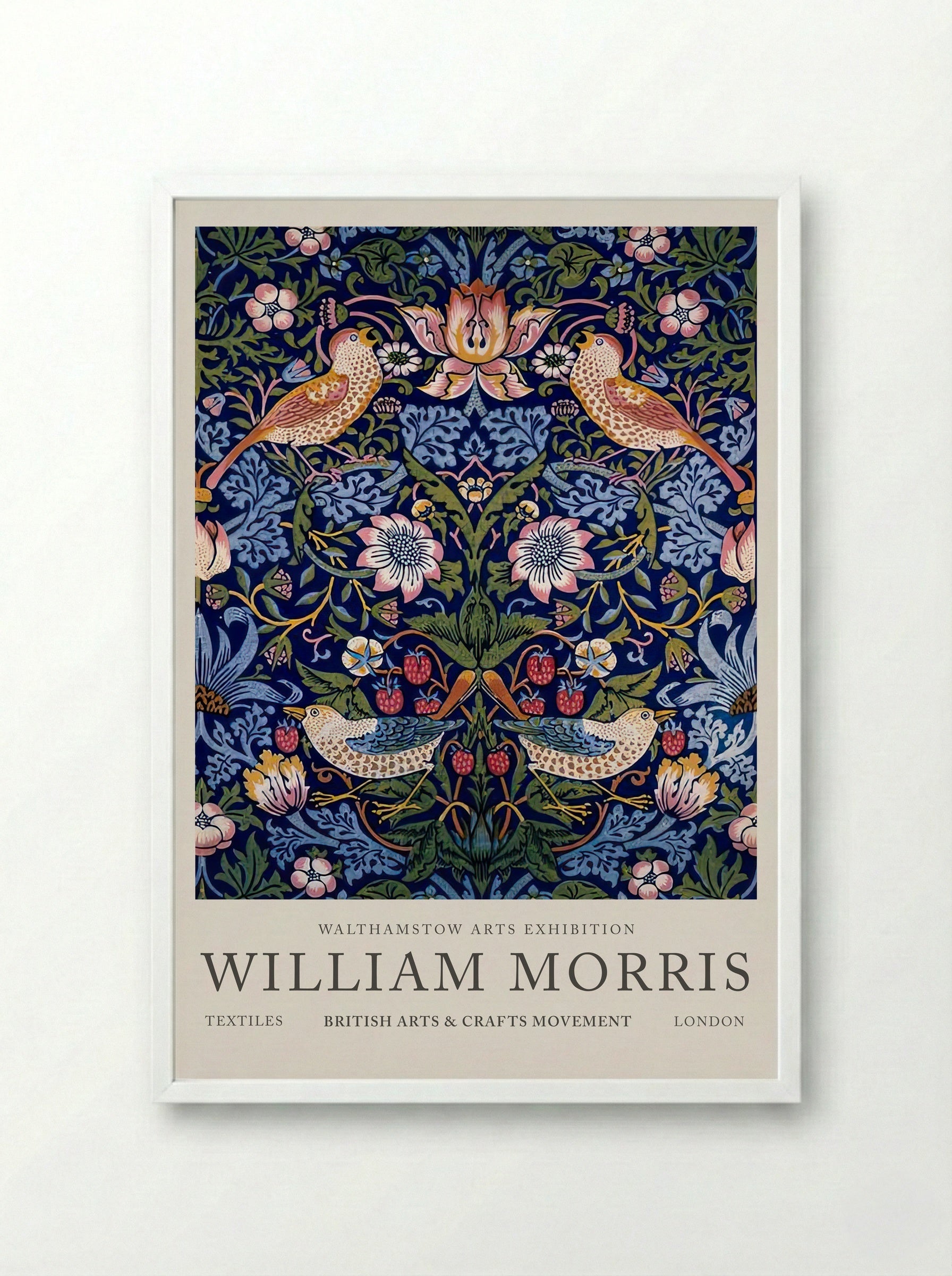 Strawberry Thief - William Morris - Framed Print White