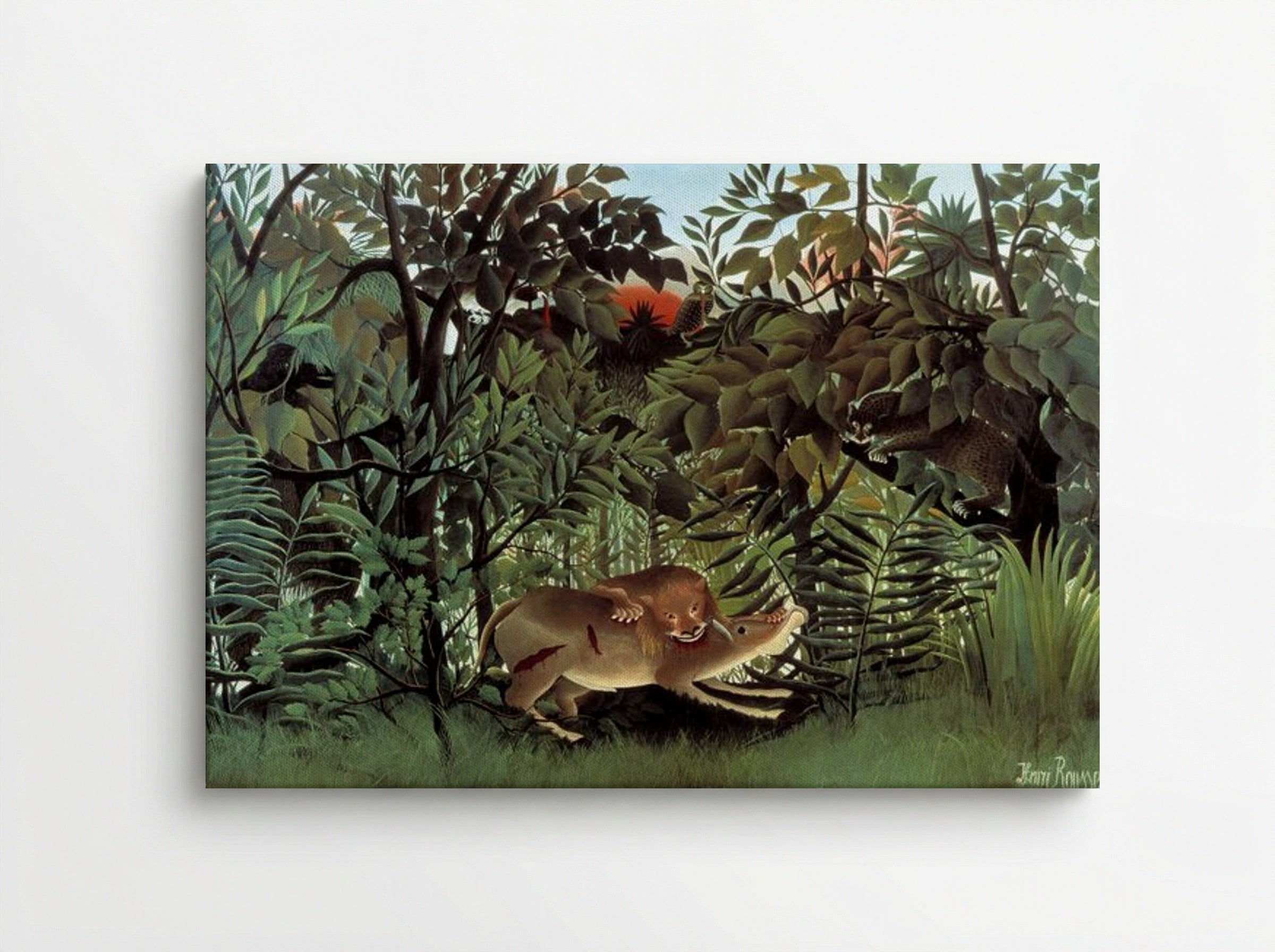The Hungry Lion Throws Itself on the Antelope - Henri Rousseau - Canvas