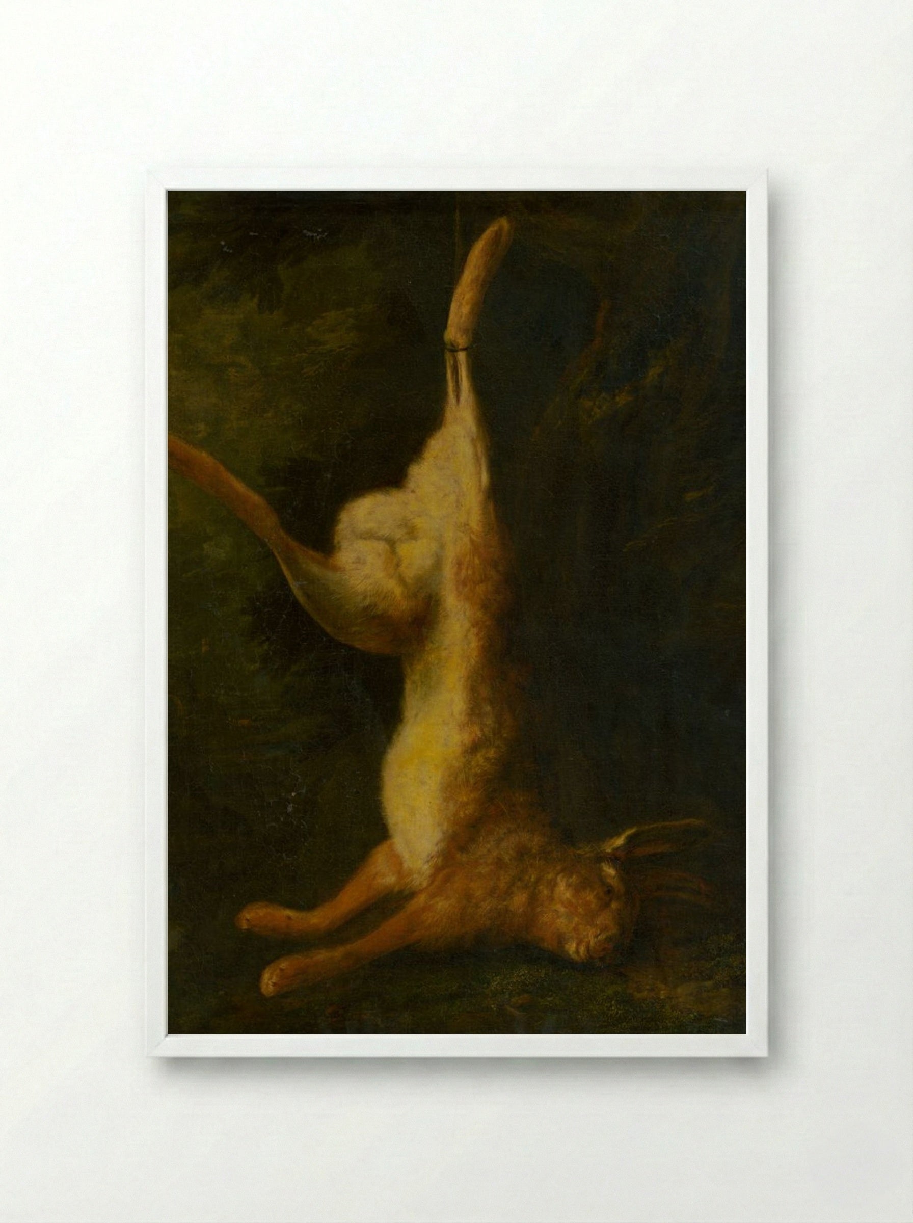 Still Life with Hare - Jean-Baptiste Oudry - Framed Print White