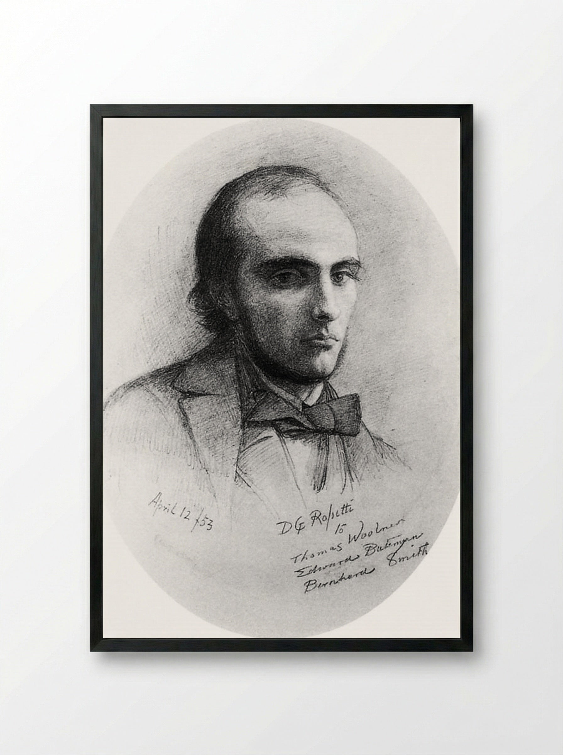 Portrait of William Michael Rossetti - Dante Gabriel Rossetti - Framed Print Black