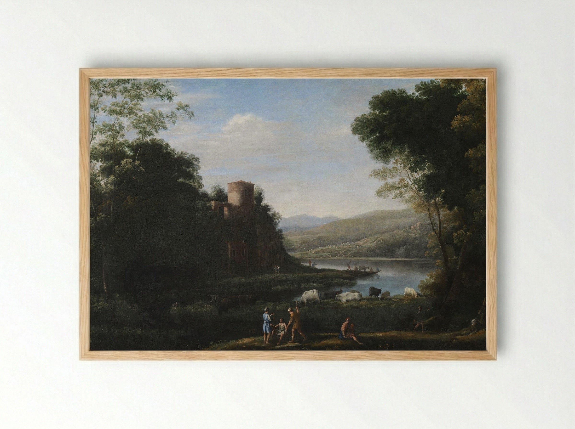 Pastoral Landscape with the Ponte Molle - Claude Lorrain - Framed Print Wood