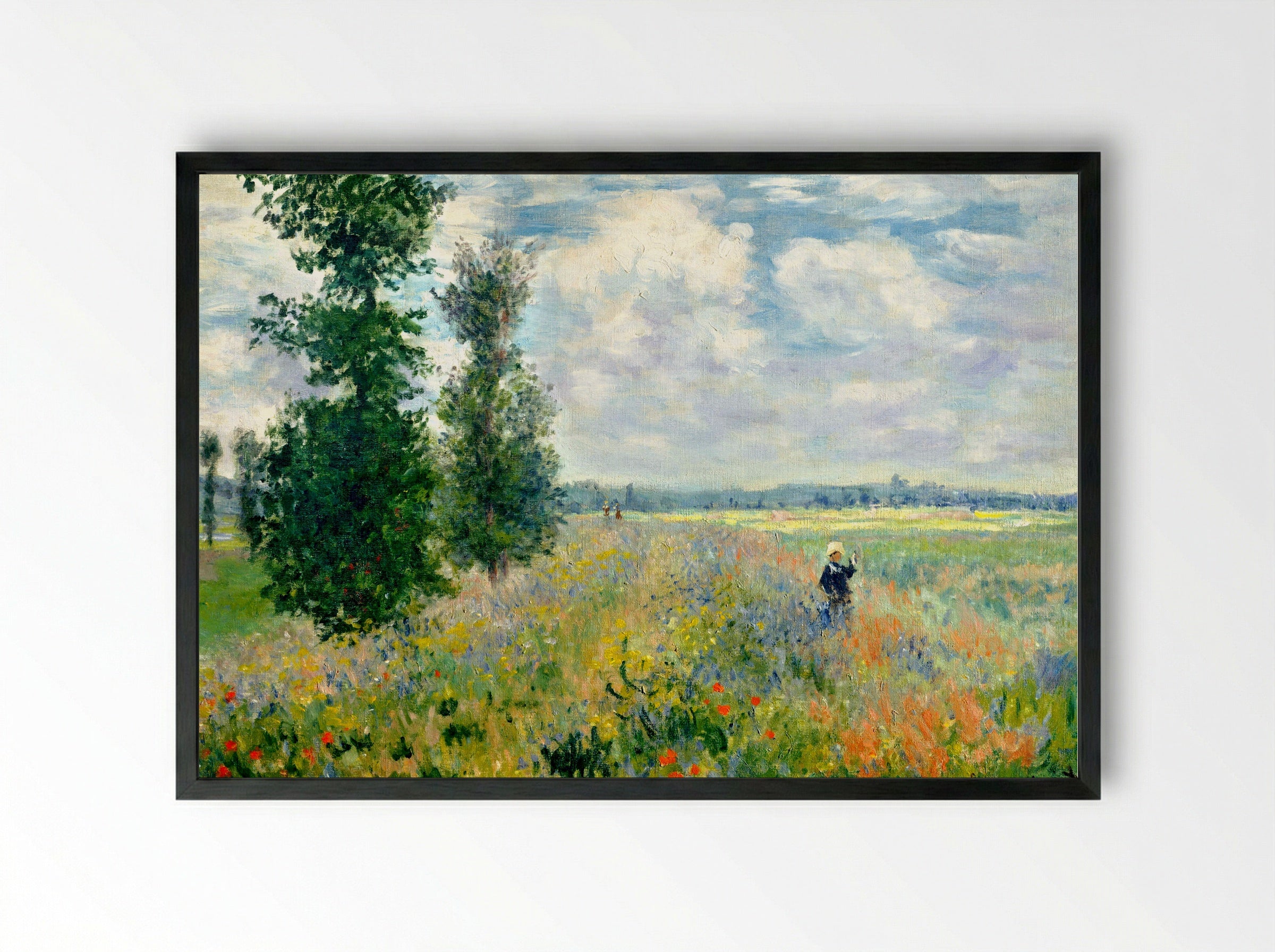 Poppy Field, Argenteuil - Claude Monet - Framed Print Black
