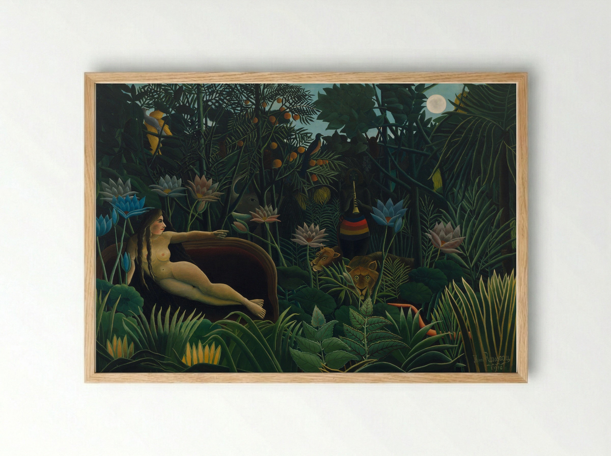 The Dream by Henri Rousseau – Naïve Art Jungle Fantasy Print - Framed Print Wood