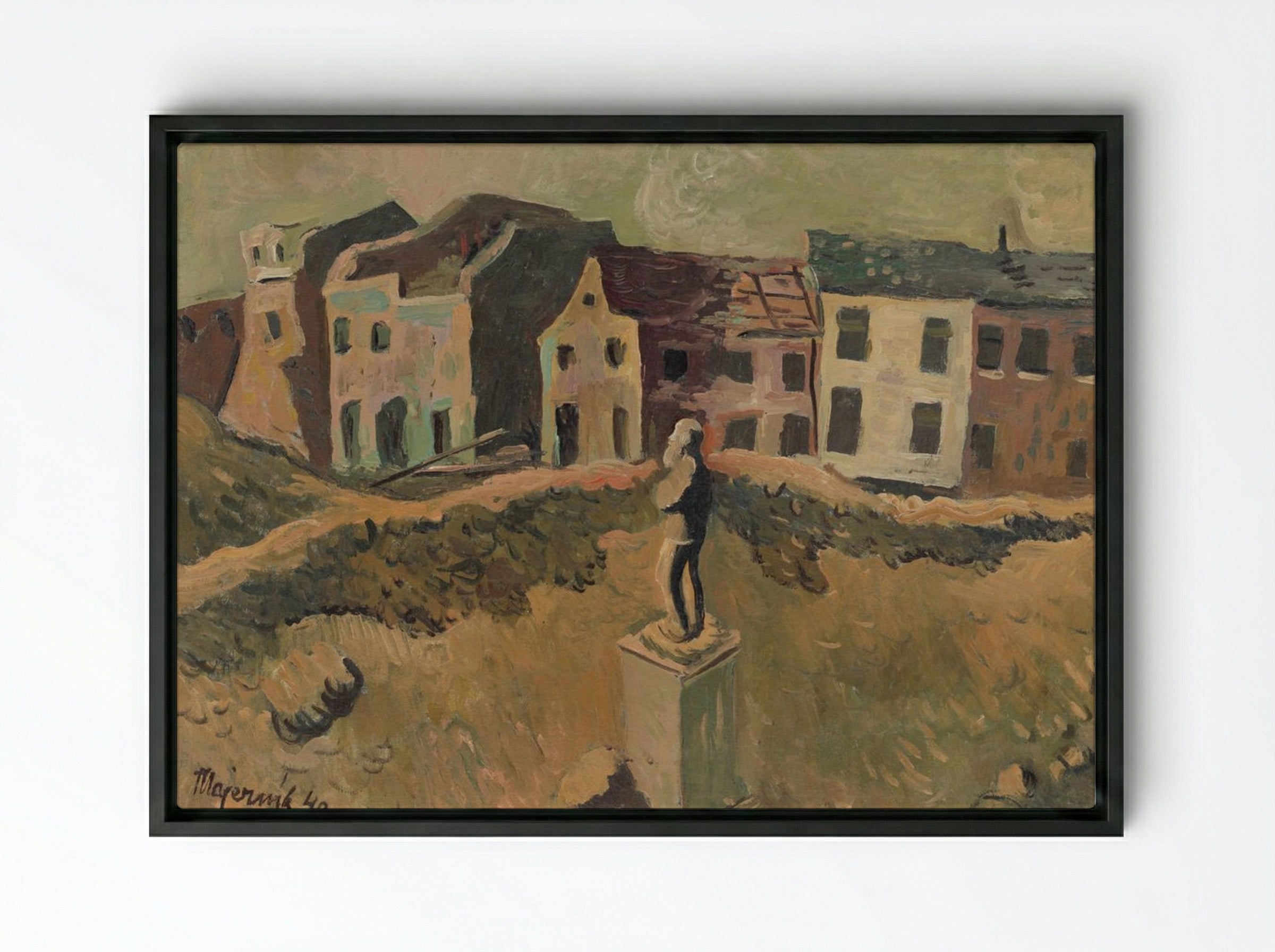 Monument, Memorial of a Famous Man - Cyprián Majerník - Framed Canvas Black