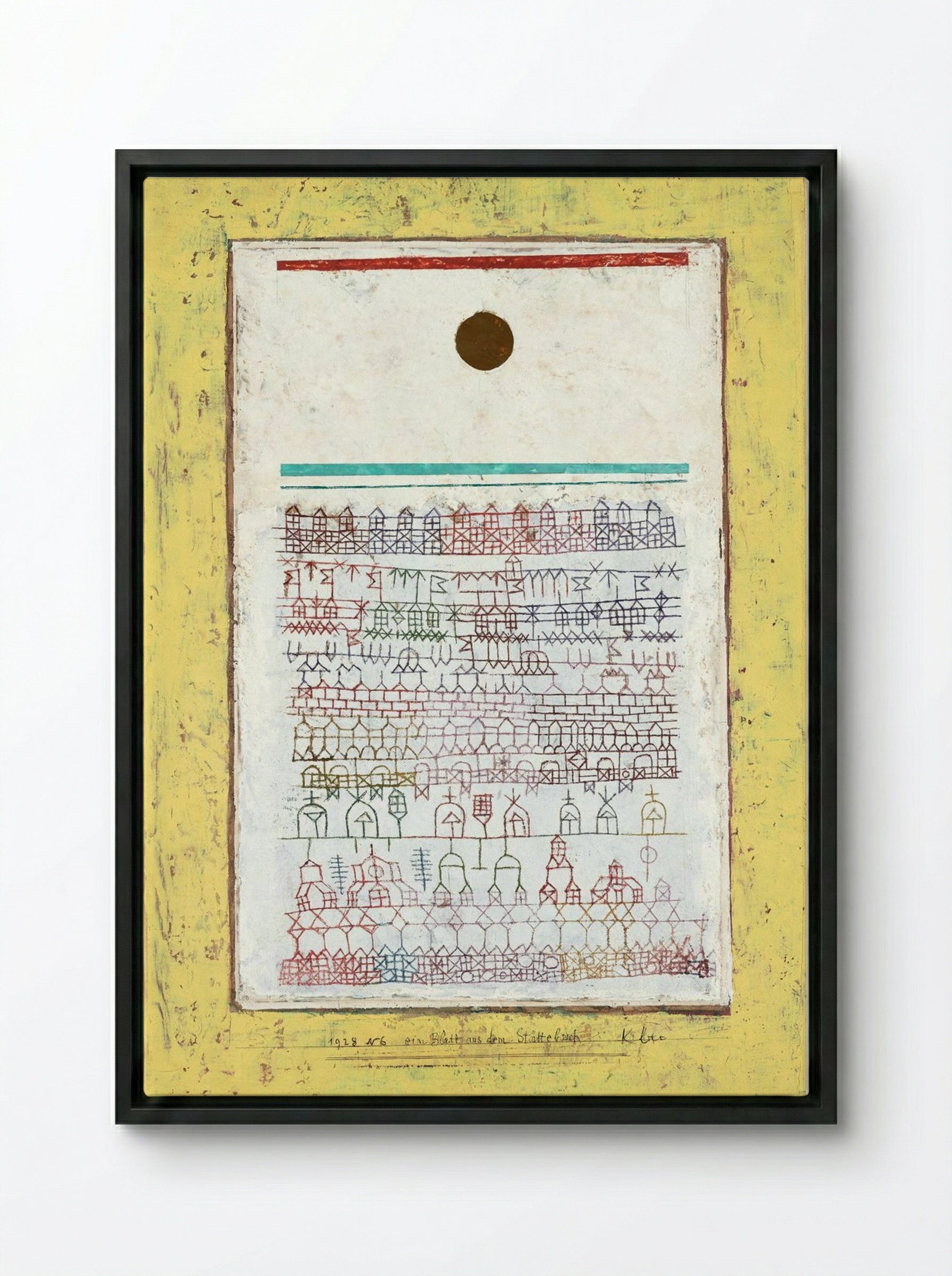 A Sheet from the City Book - Paul Klee - Framed Canvas Black