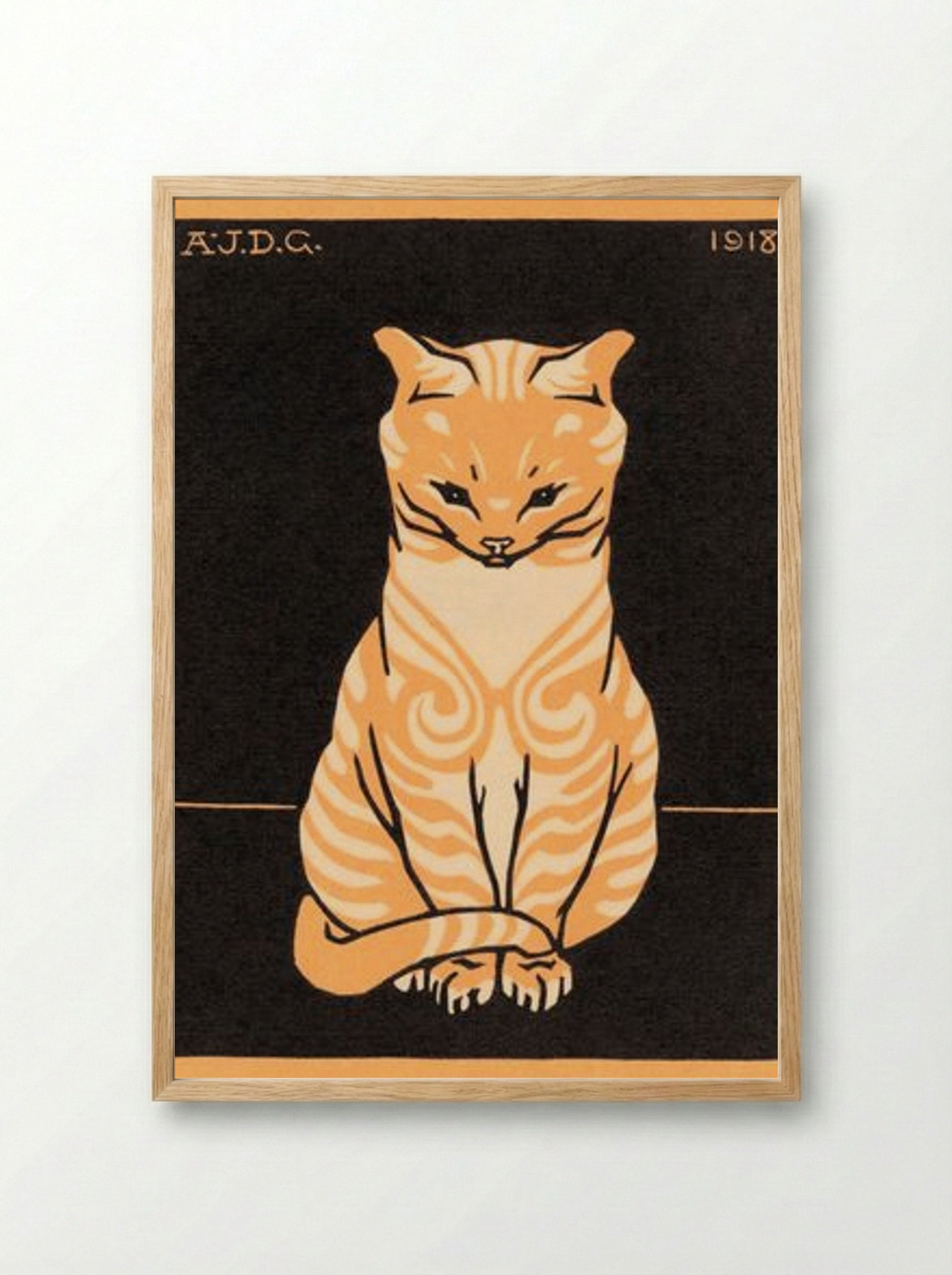 Sitting Cat - Julie de Graag - Framed Print Wood