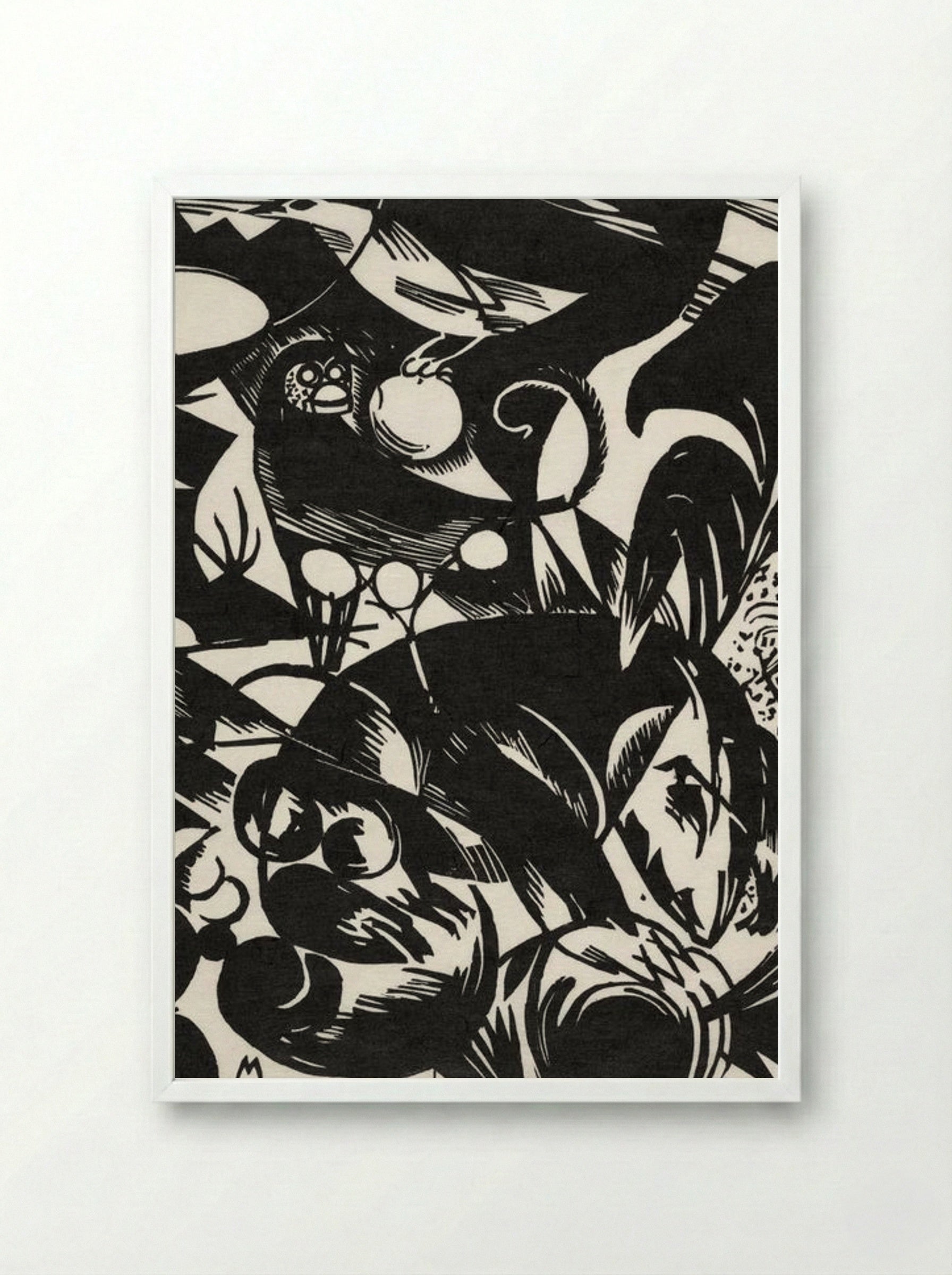Birds and Fruit - Franz Marc - Framed Print White