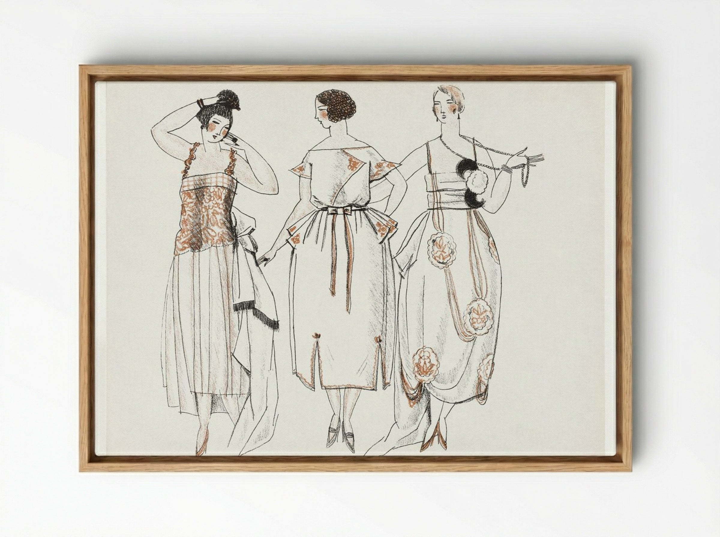Dinner Gowns, 1920 - Mario Simon - Framed Canvas Wood