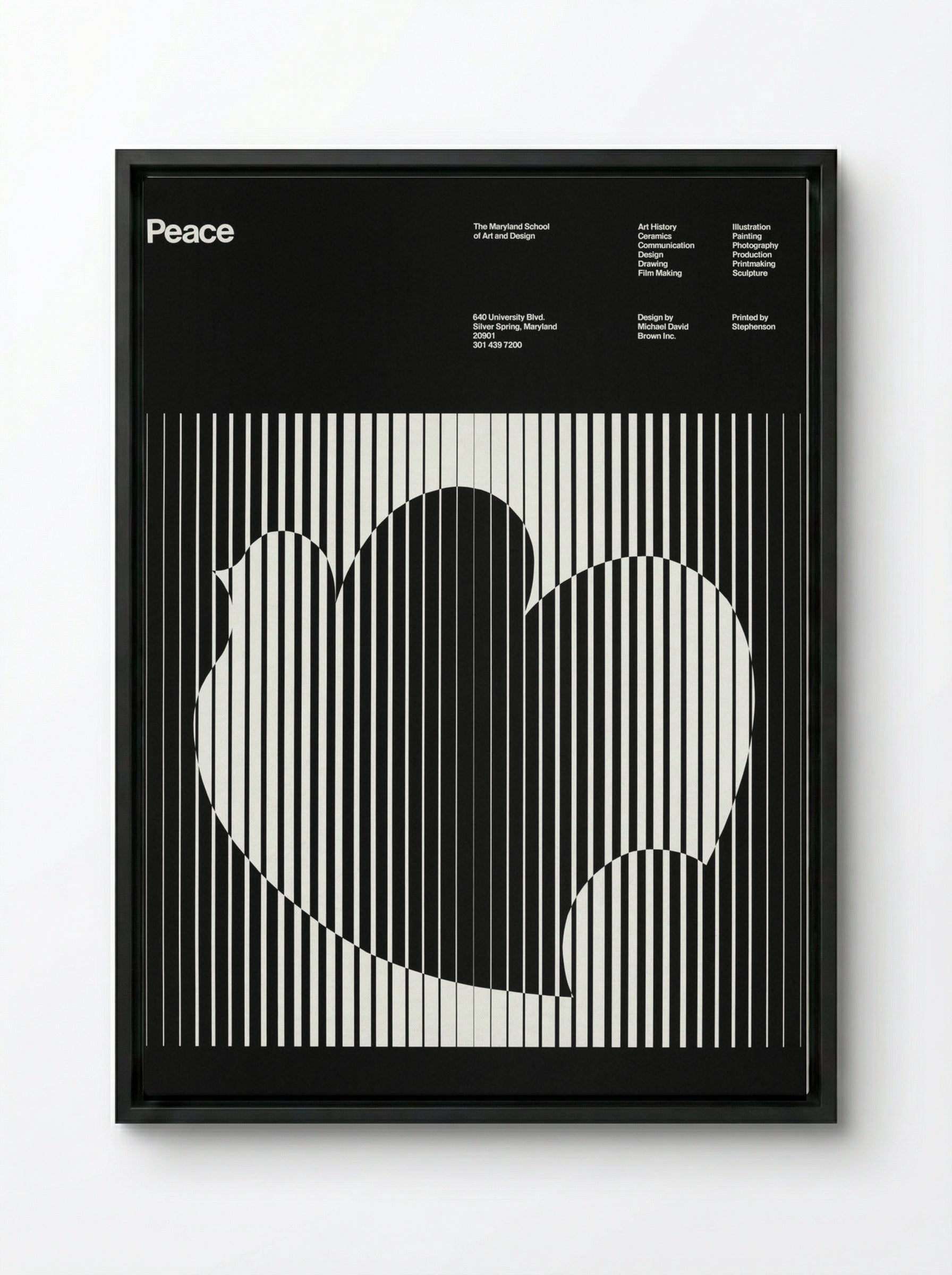 Peace (Maryland School of Art and Design Poster) - Michael David Brown - Framed Canvas Black