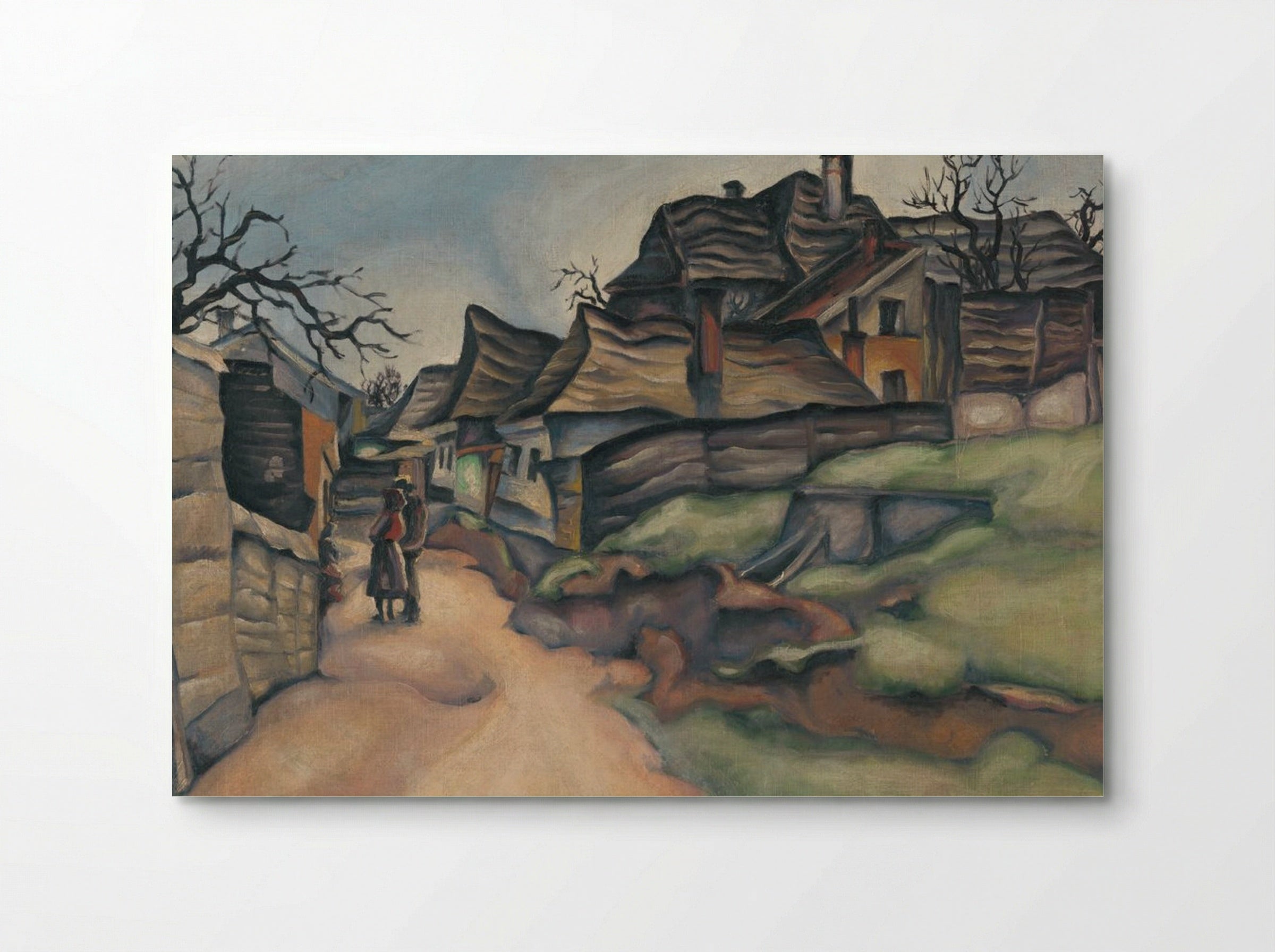 Houses in the Village with Figures - Konstantin Bauer - Poster