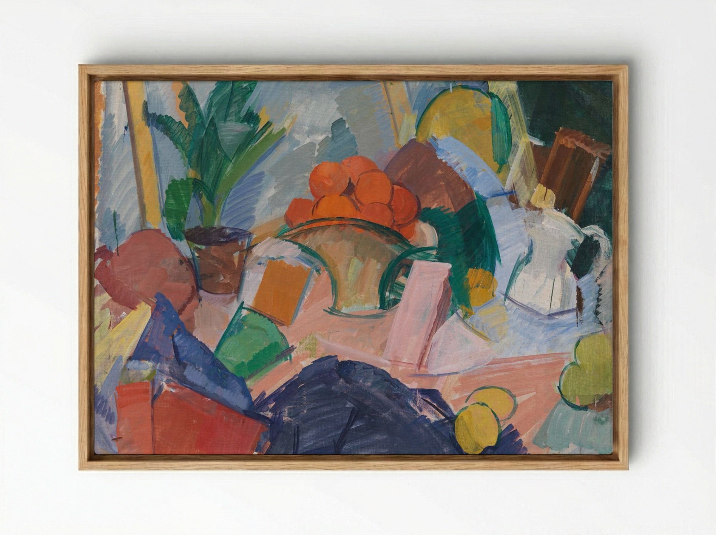 Still Life with Oranges in a Basket - Edvard Weie - Framed Canvas Wood