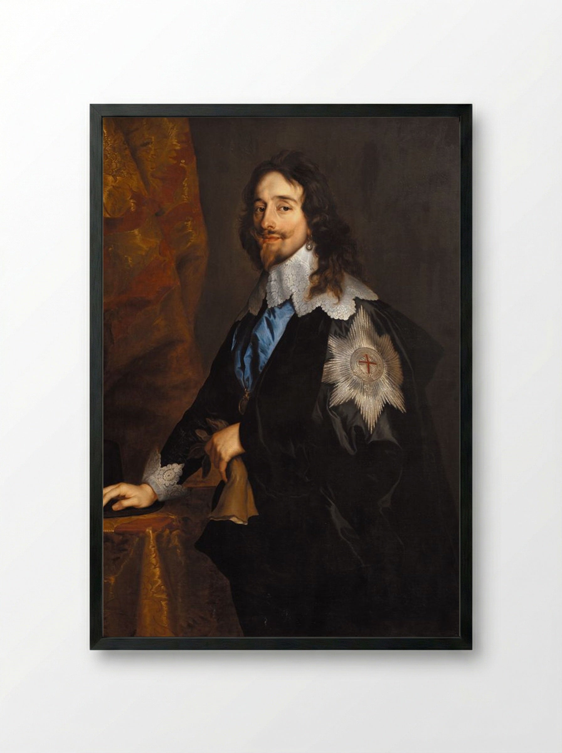 Portrait of Charles I of England - Anthony van Dyck - Framed Print Black
