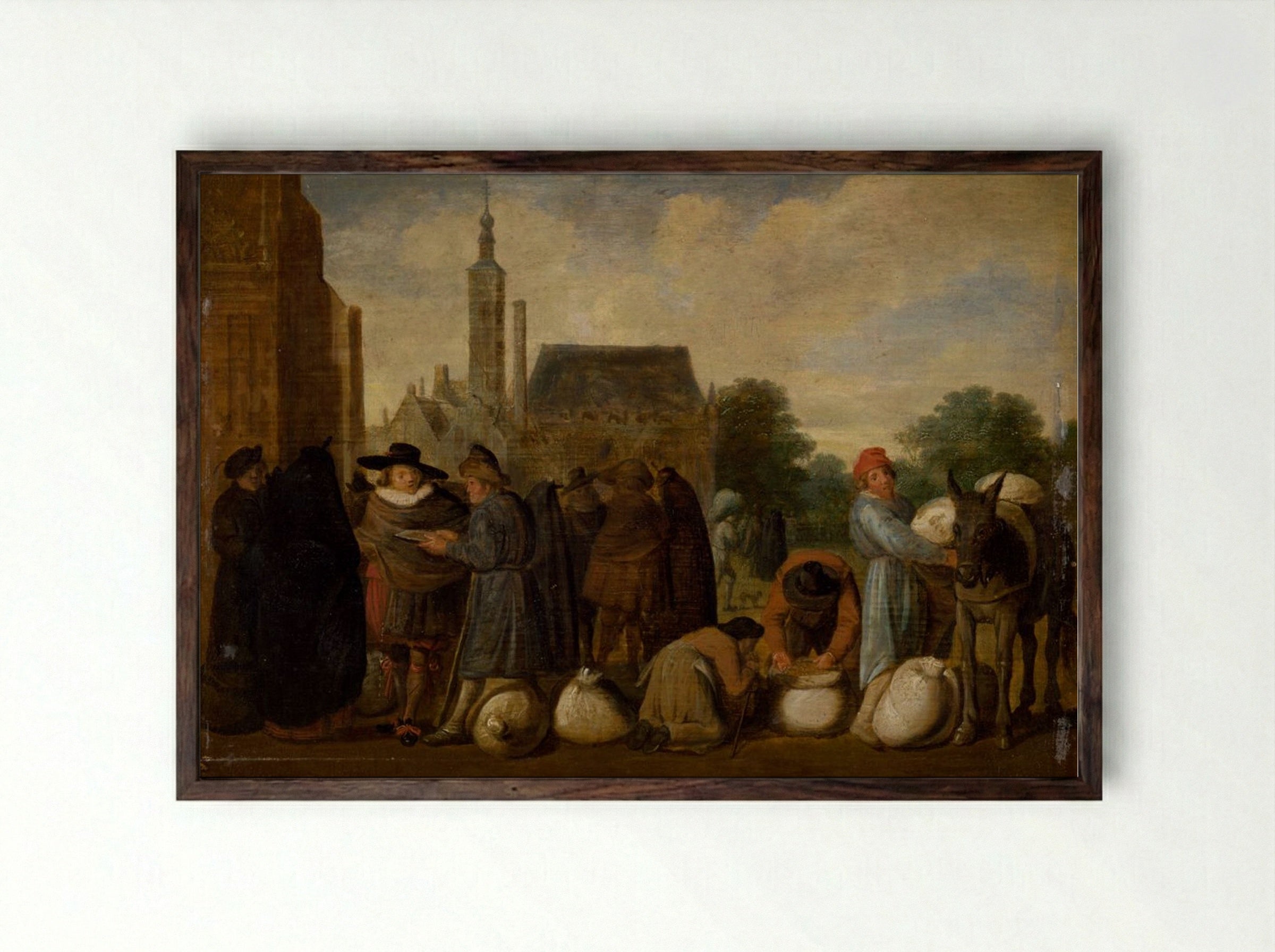 At the Market - Pieter Aertsen - Framed Print Dark Wood