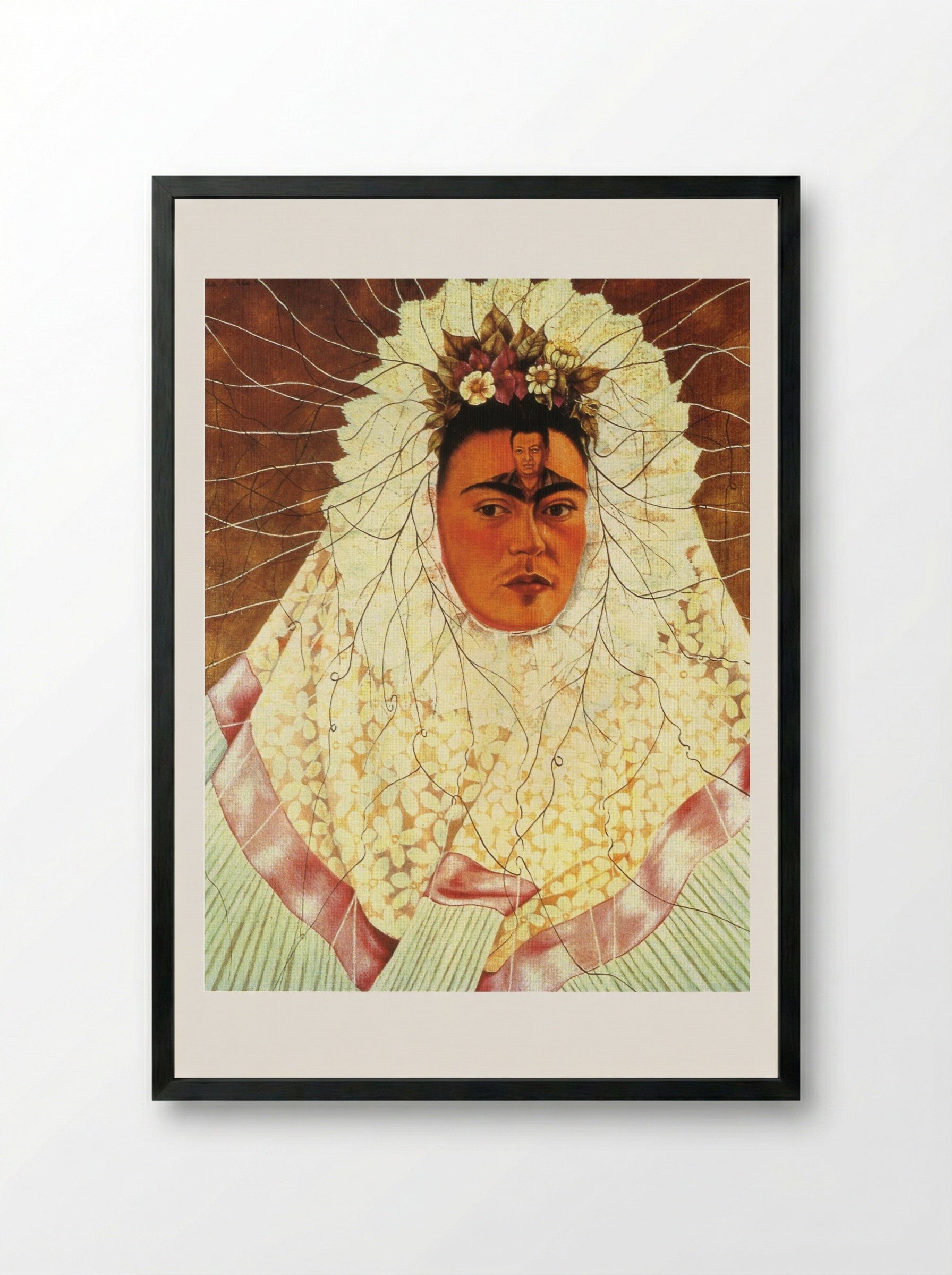 Self-Portrait as a Tehuana - Frida Kahlo - Framed Print Black
