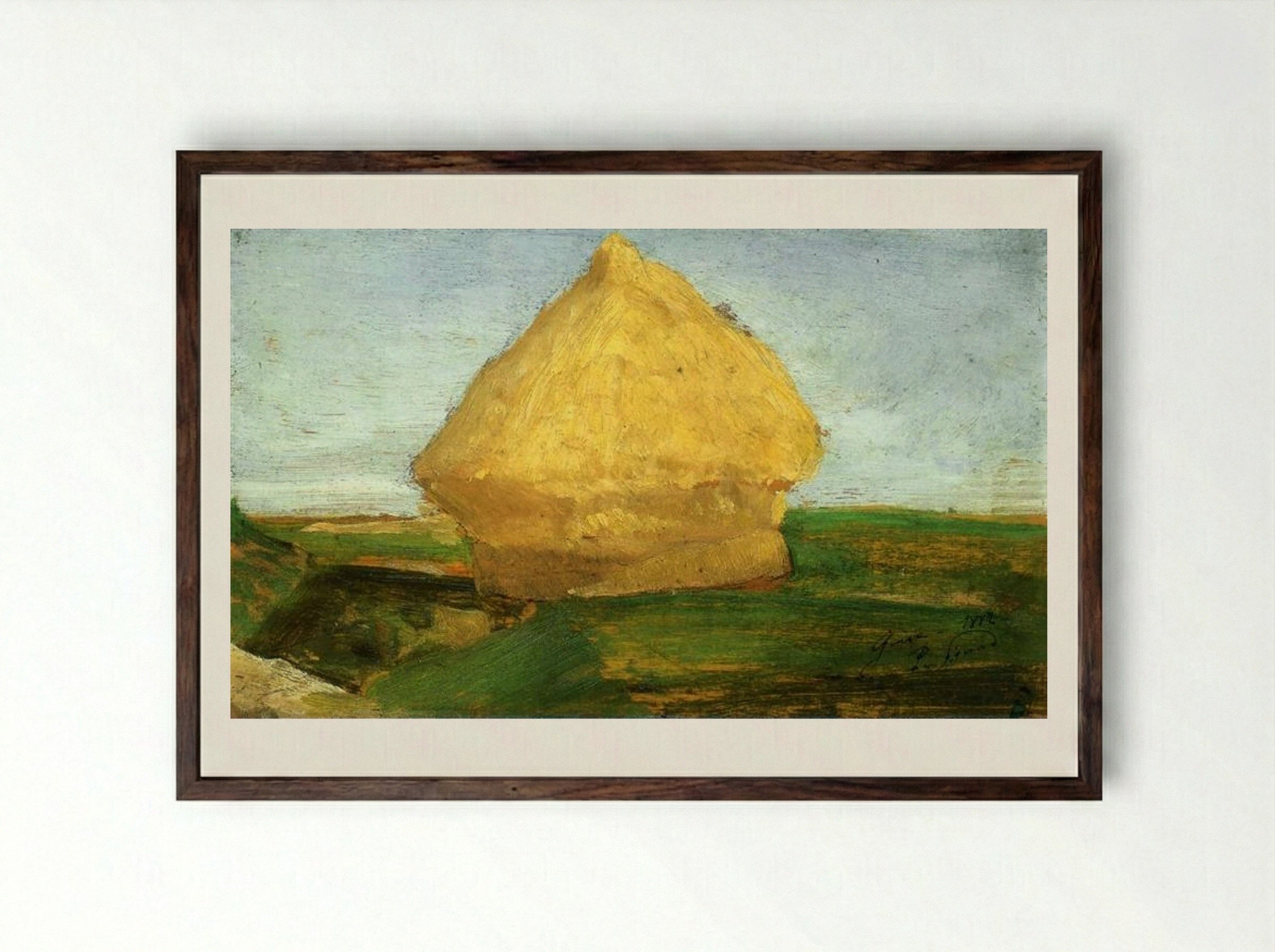 The Haystack - Paul Signac - Framed Print Dark Wood