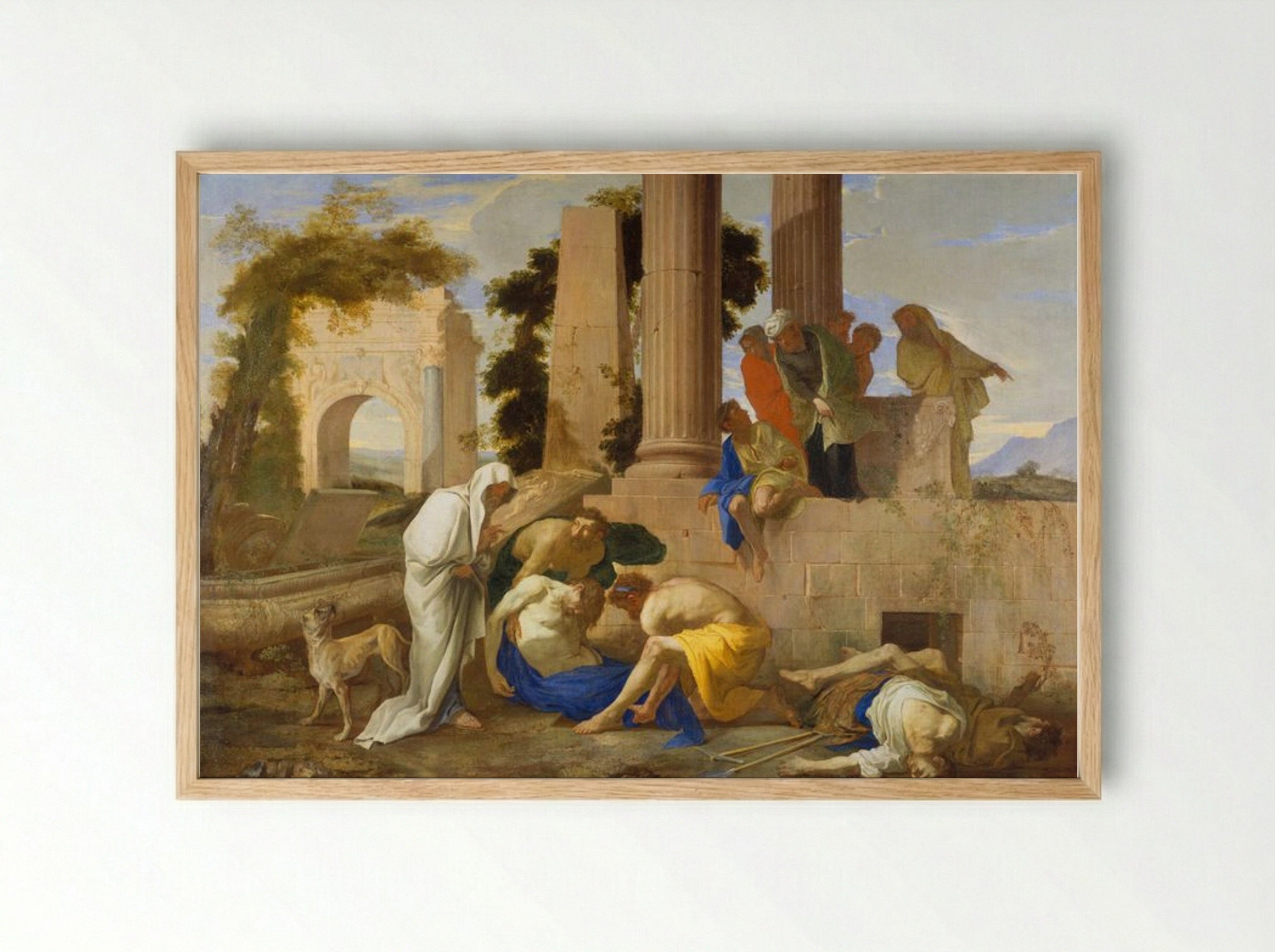 Tobit Burying the Dead - Nicolas Poussin - Framed Print Wood