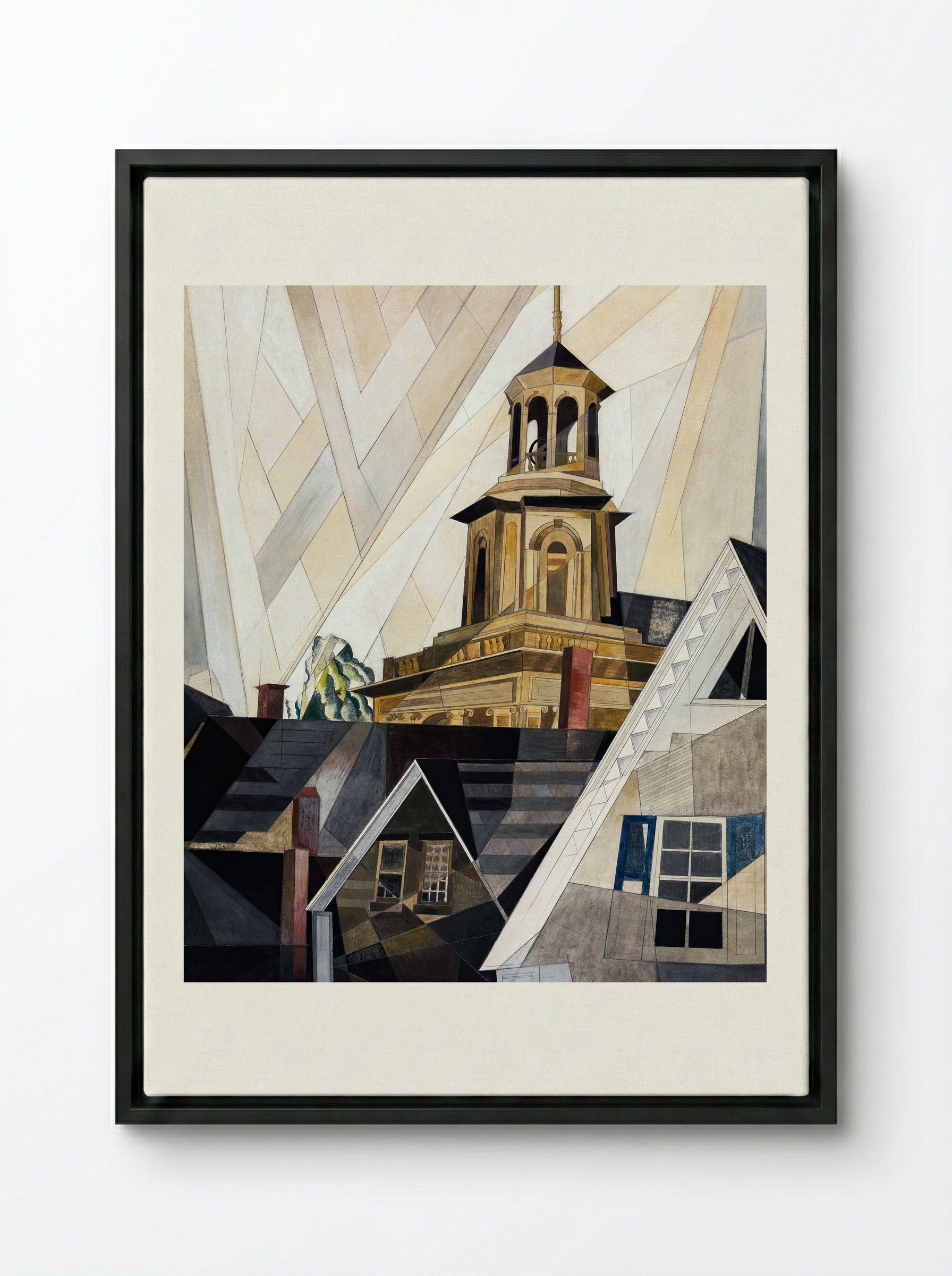 After Sir Christopher Wren (Church Tower) - Charles Demuth - Framed Canvas Black