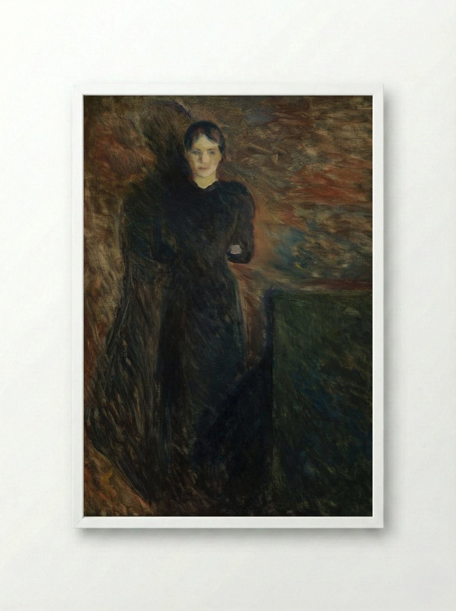 Lady in Black - Edvard Munch - Framed Print White