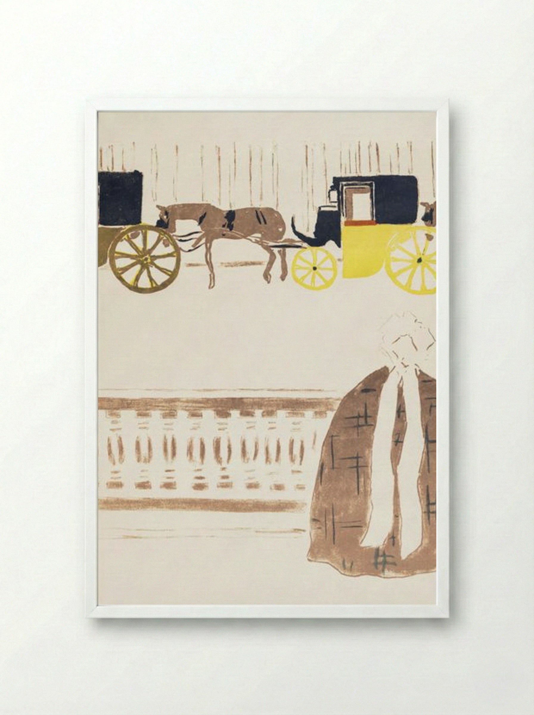 Nursemaids' Promenade, Frieze of Carriages - Pierre Bonnard - Framed Print White