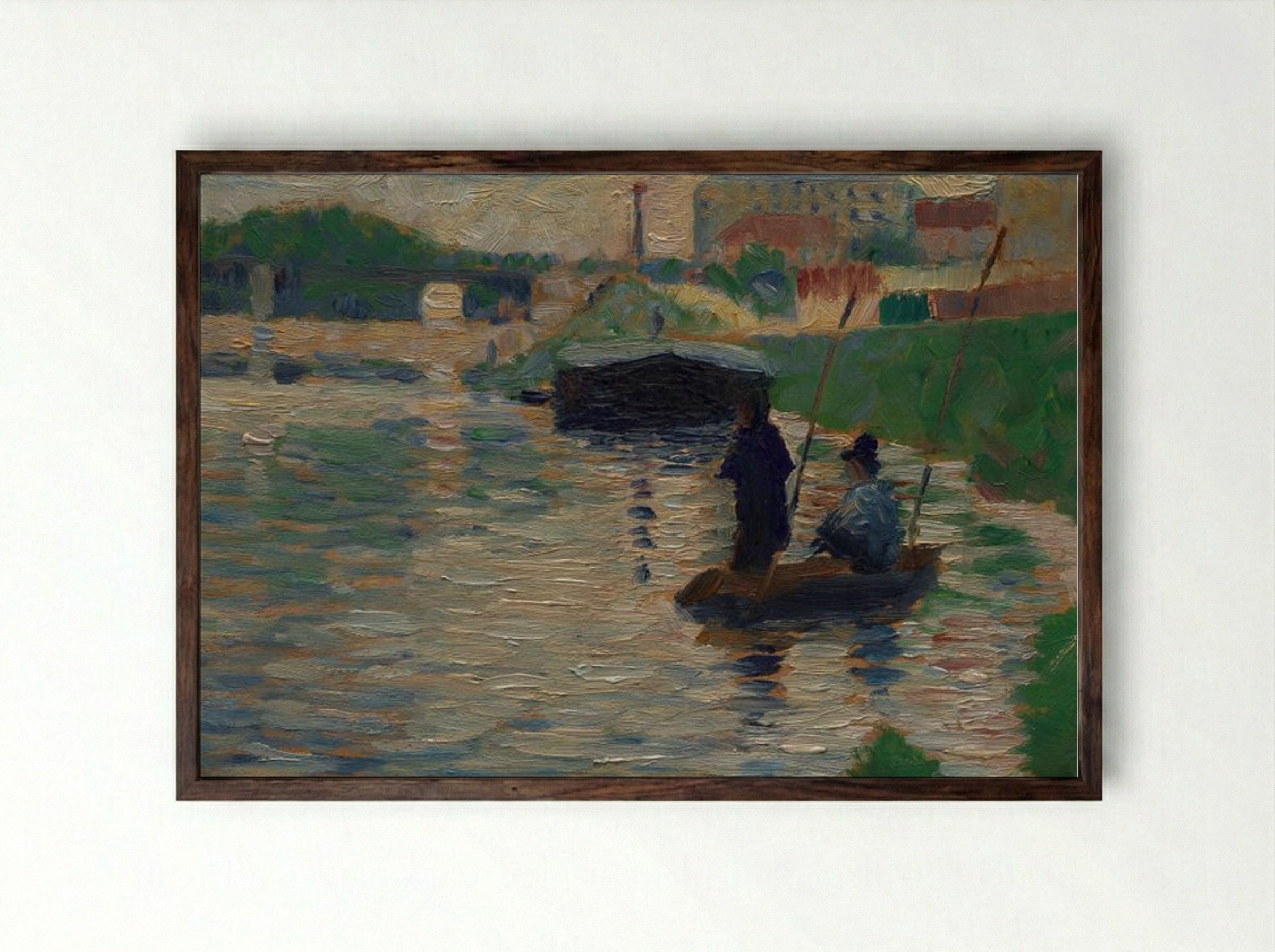 View of the Seine - Georges Seurat - Framed Print Dark Wood
