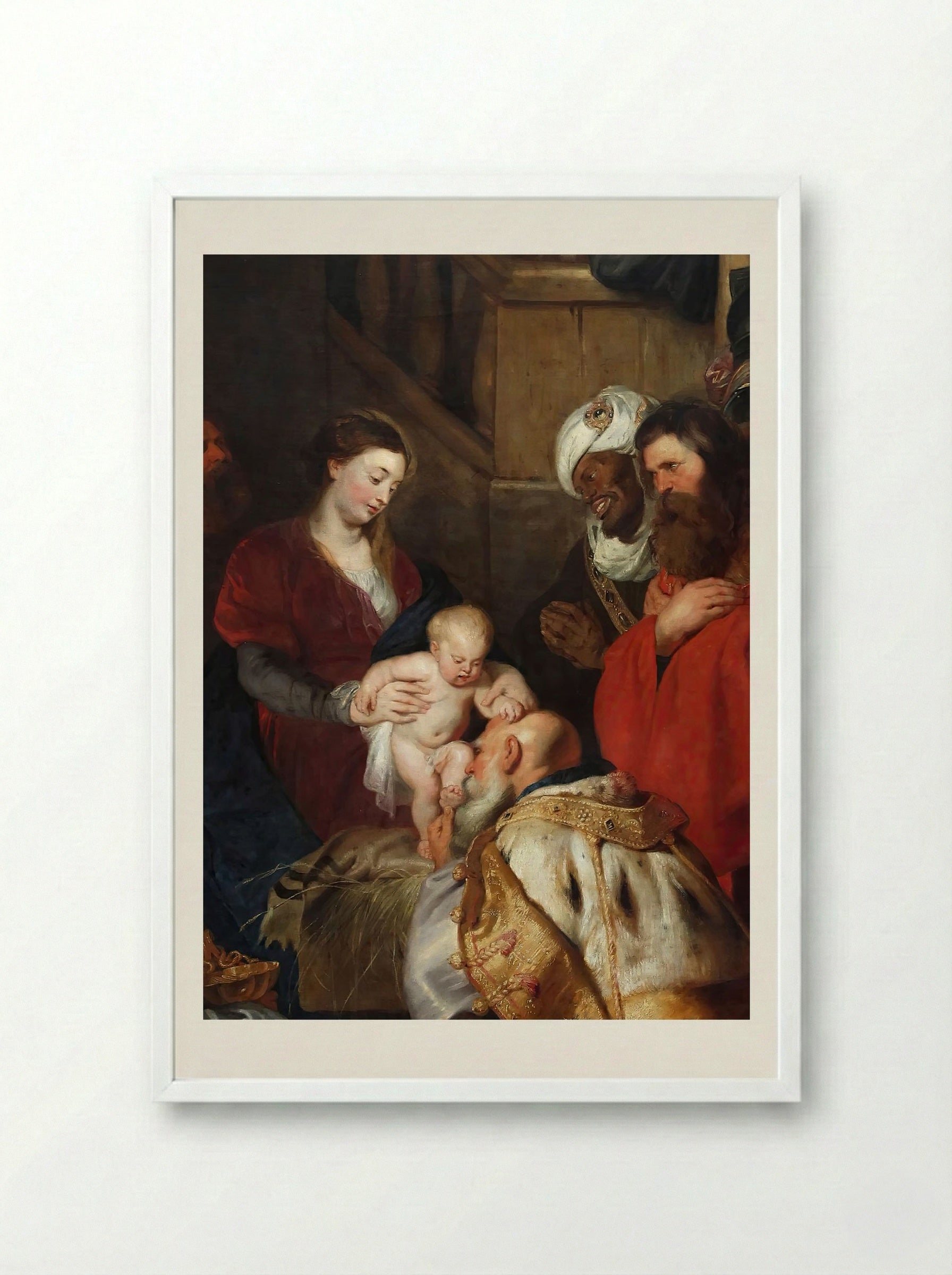 Adoration of the Magi - Peter Paul Rubens - Framed Print White
