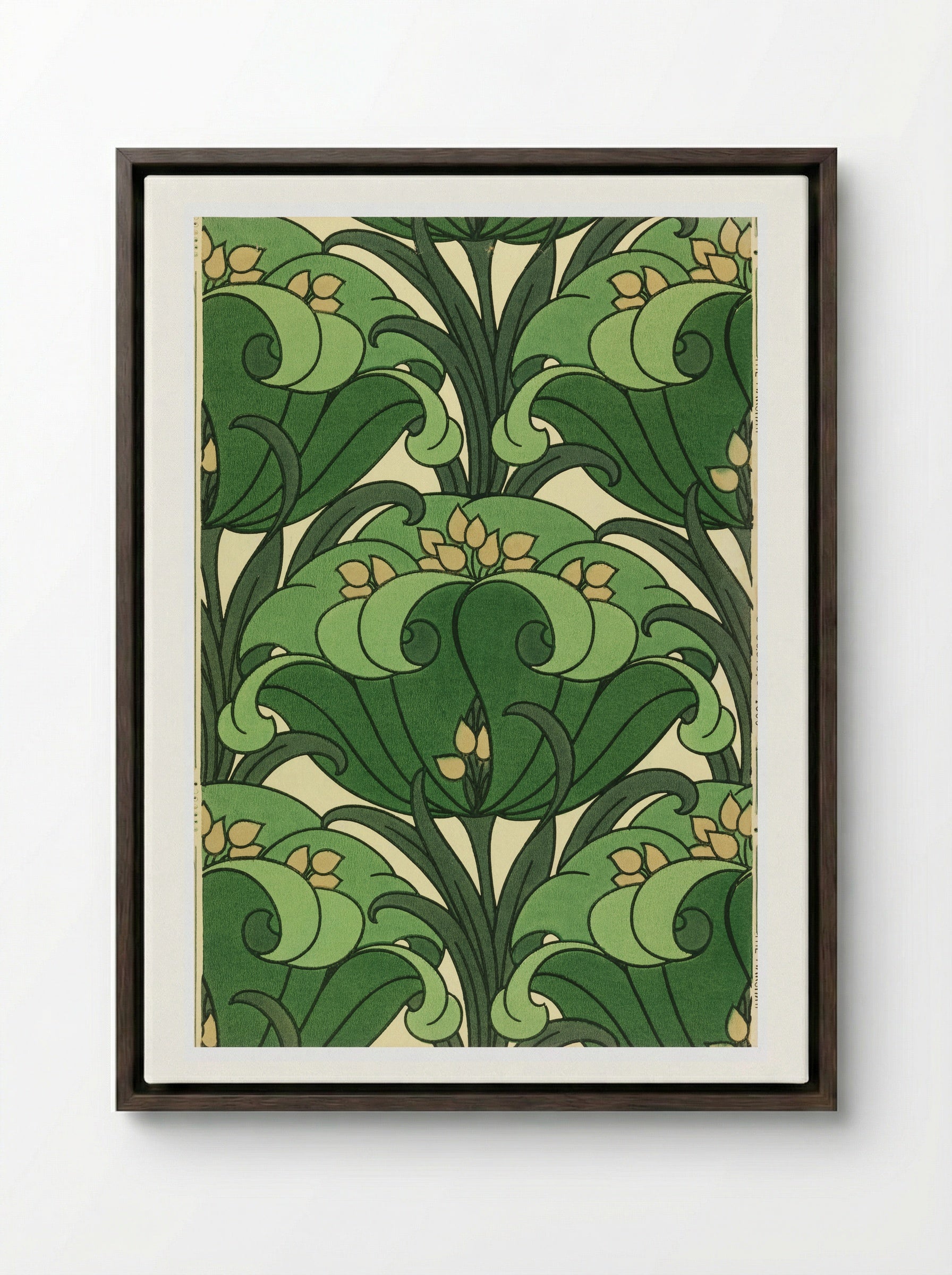 Floral Sidewall Design - William Morris - Framed Canvas Dark Wood