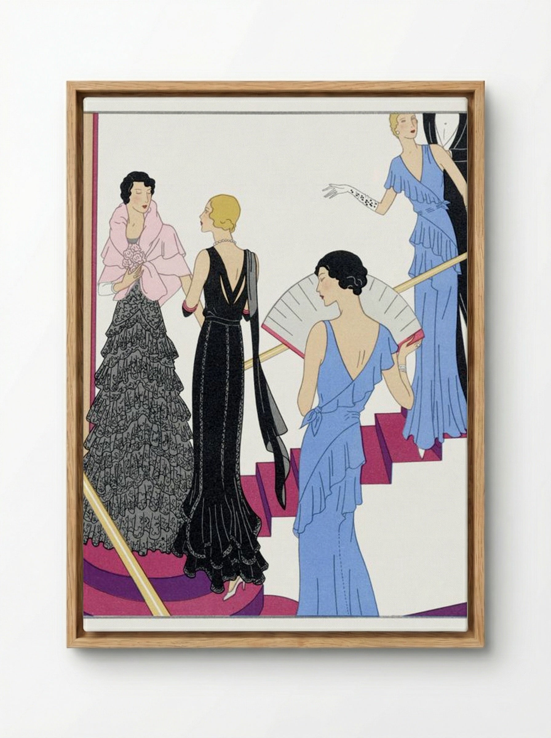 Lace Evening Dress with a Moire Cape - Redfern Ltd. - Framed Canvas Wood