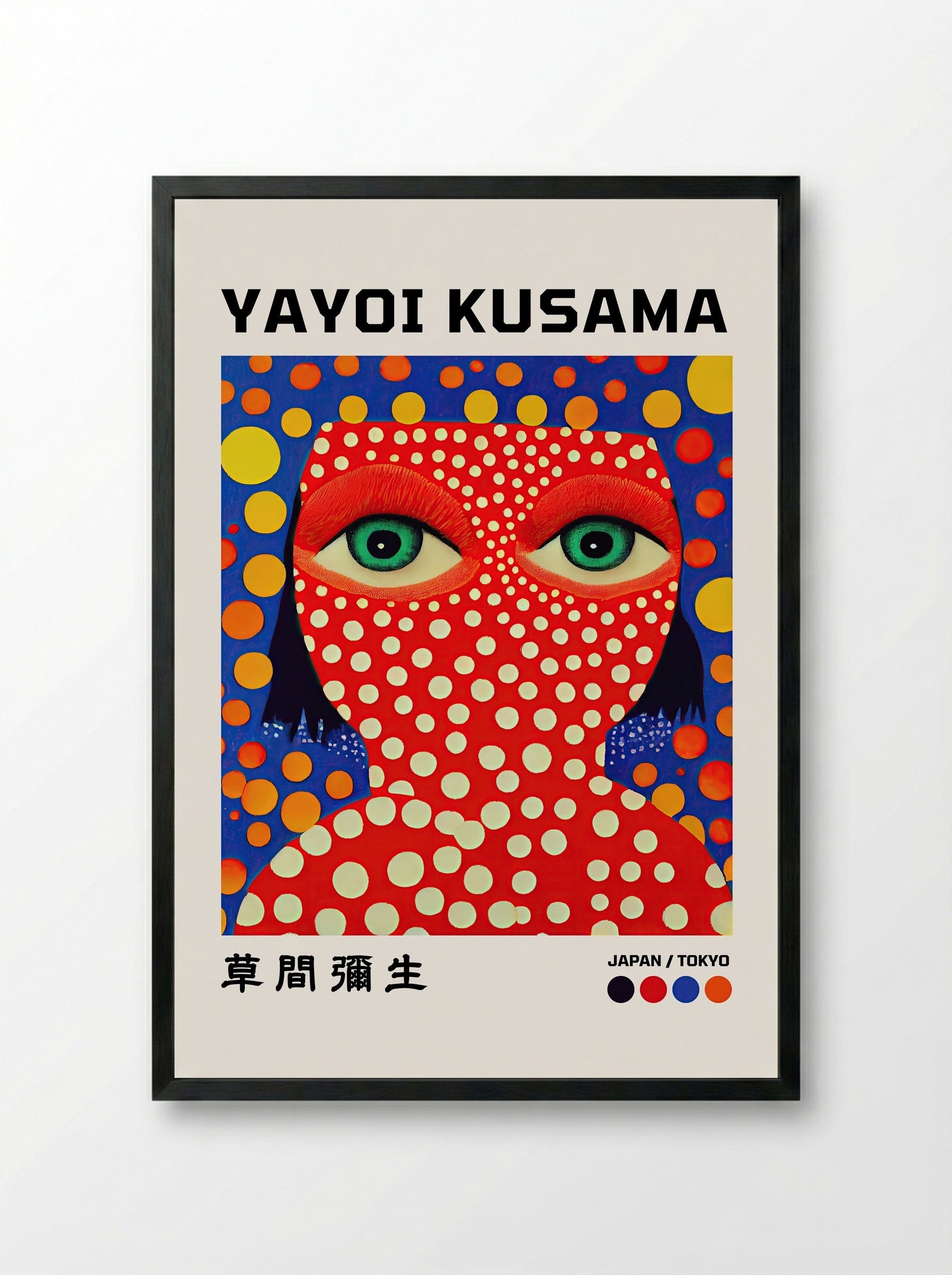 Self-Portrait with Polka Dots - Yayoi Kusama - Framed Print Black