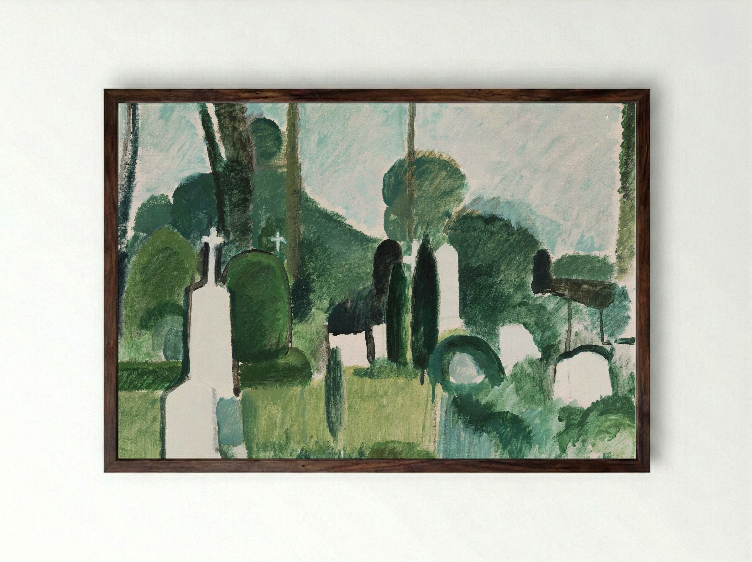 The Cemetery in Svanninge - Harald Giersing - Framed Print Dark Wood