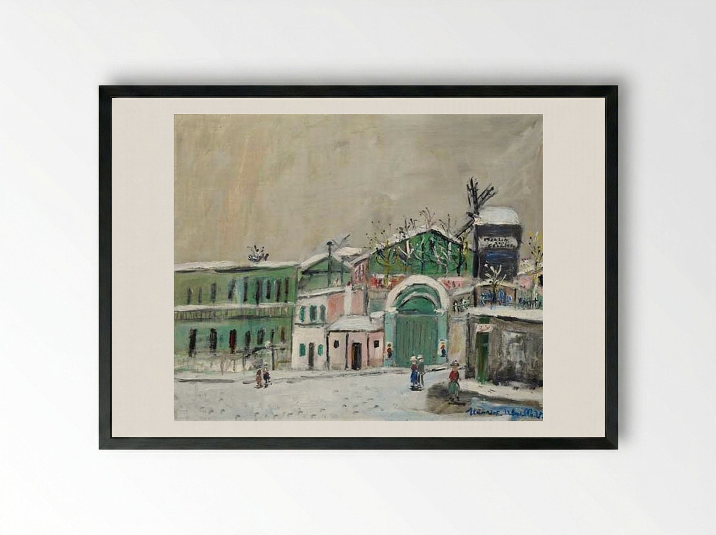 Moulin de la Galette under the Snow - Maurice Utrillo - Framed Print Black